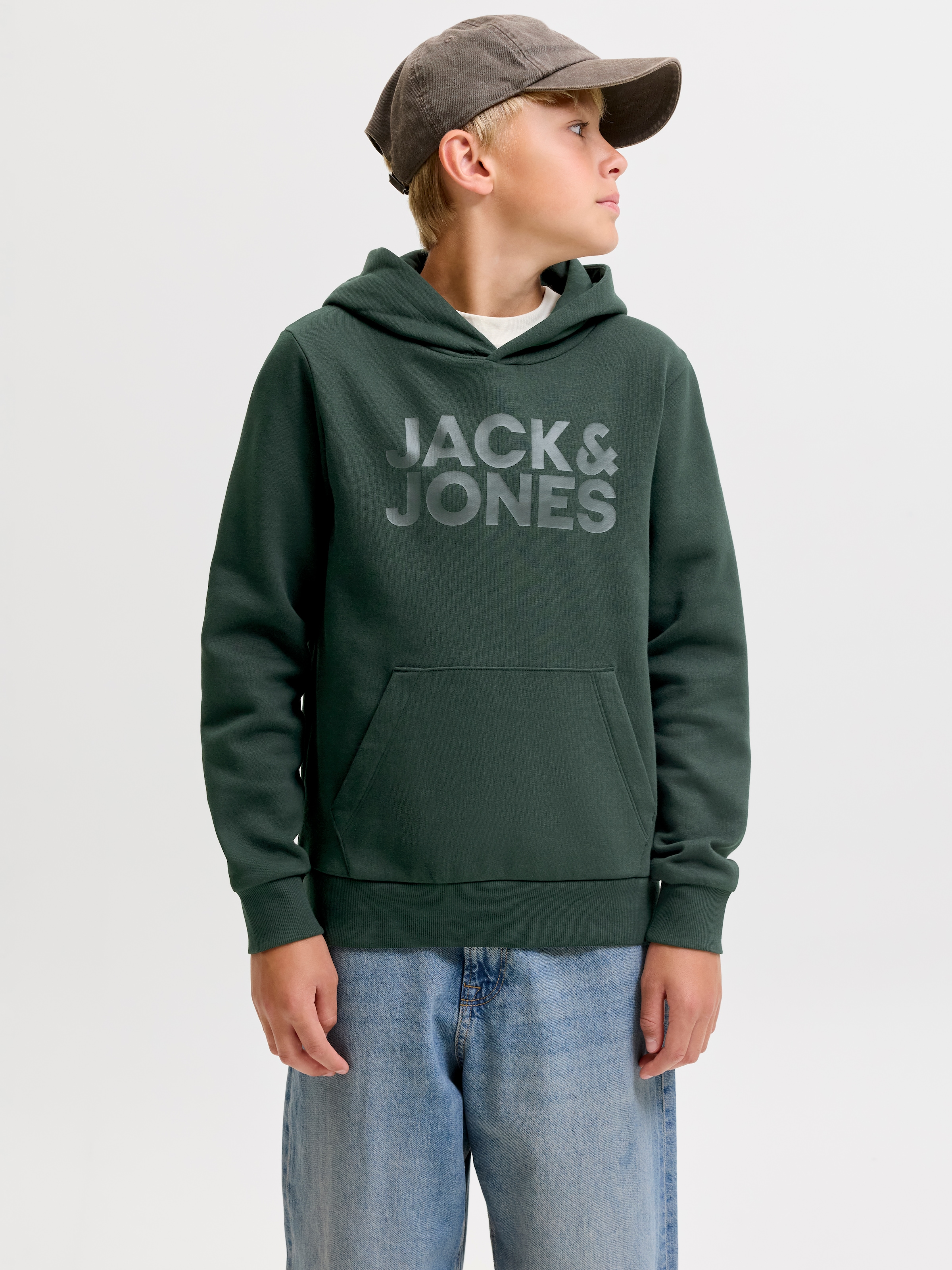 Jack & Jones Junior Kapuzensweatshirt »JJECORP mit Druck, Kängurutasche, pflegeleicht«, Baumwollmischung, regular fit

