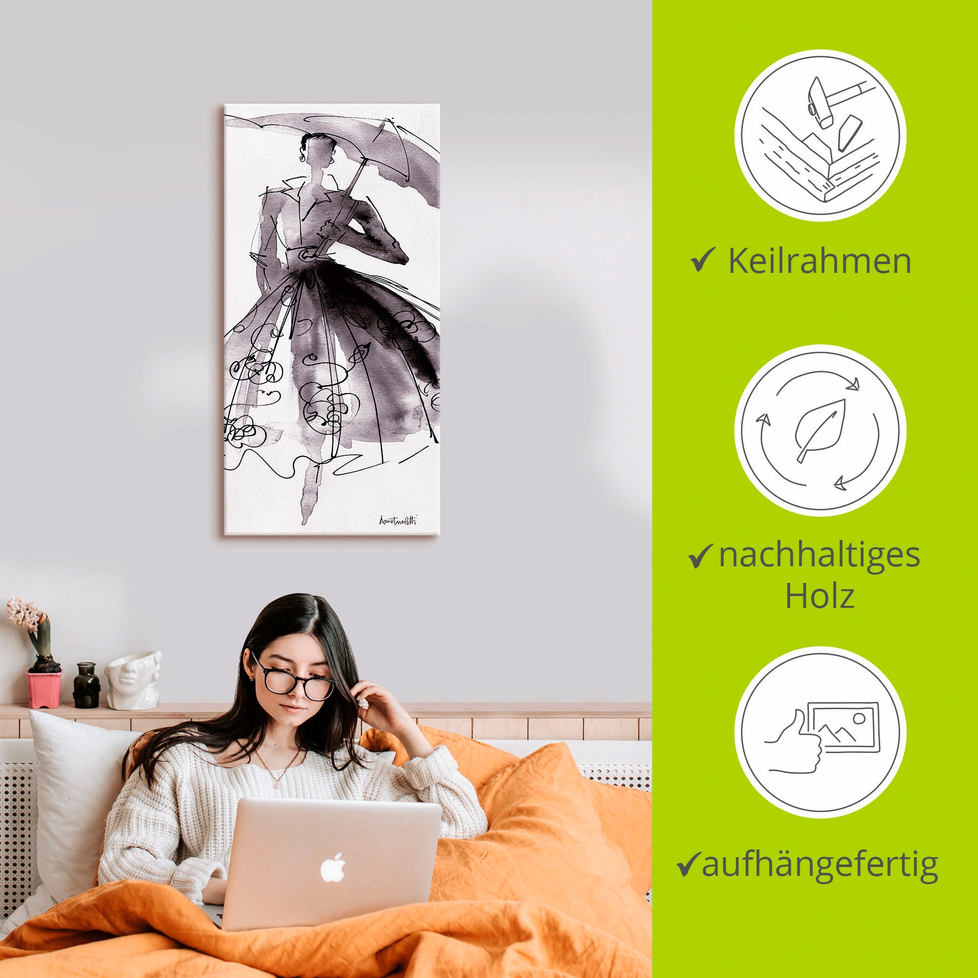 Artland Leinwandbild »Mode Skizzenbuch VI« Mode 1 Stk. tlg. auf Holzrahmen gespannt