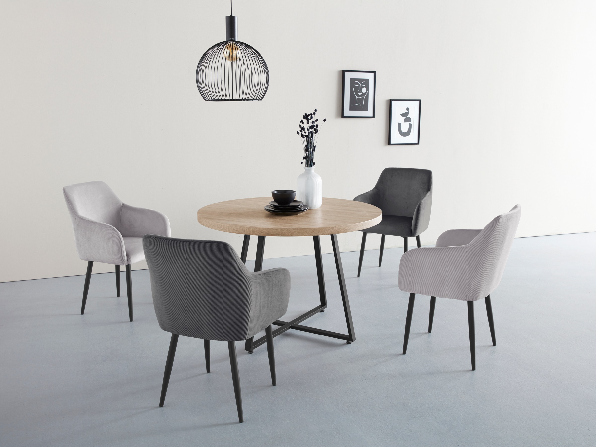 Home affaire Esstisch »Anja, TOPSELLER!«, (Esstisch, Küchentisch), Durchmesser 110 cm, Skandi Design, Metallgestell