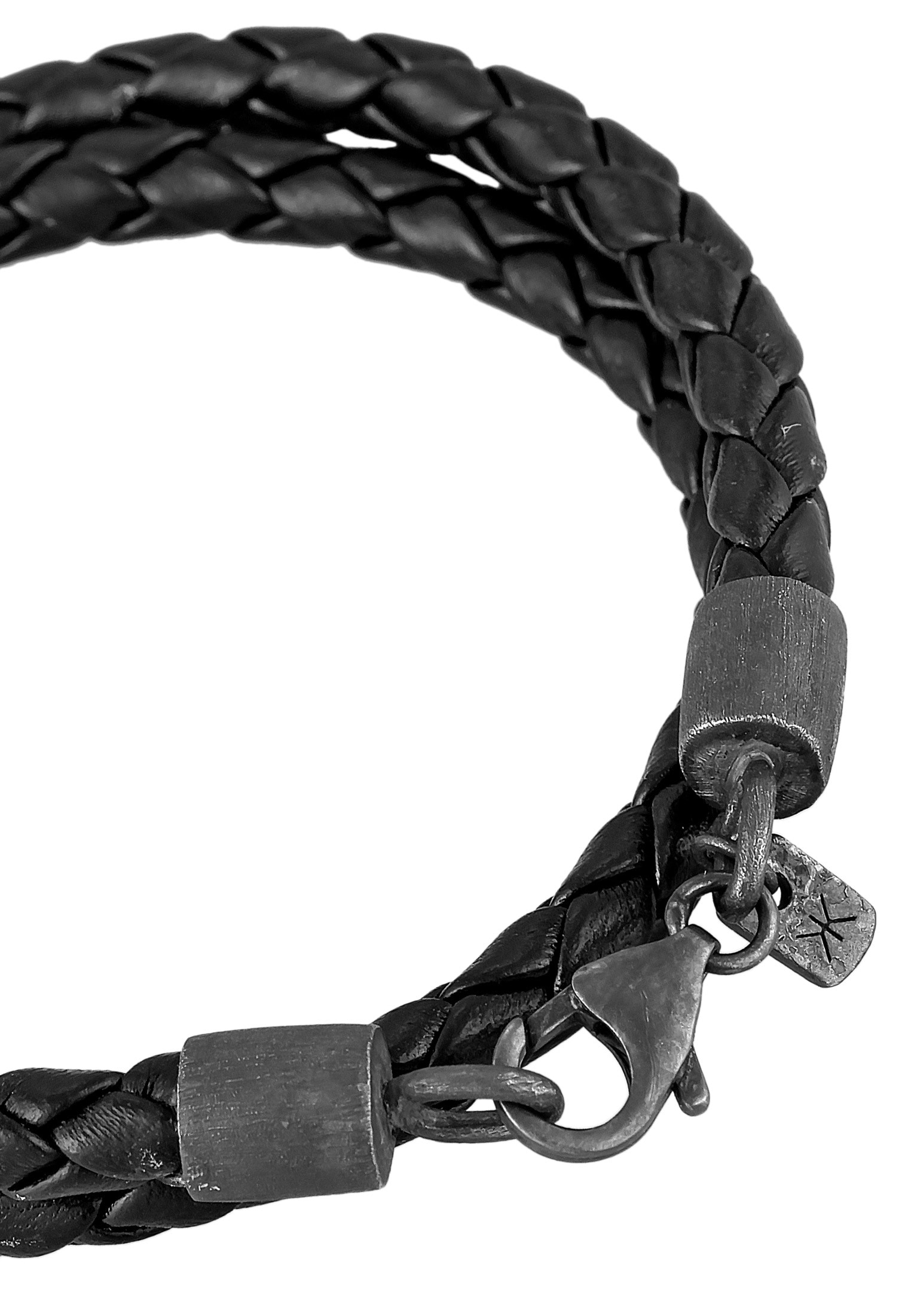 Kuzzoi Armkette »Armband Echtleder Geflochten Wickeldesign 925 Silber«