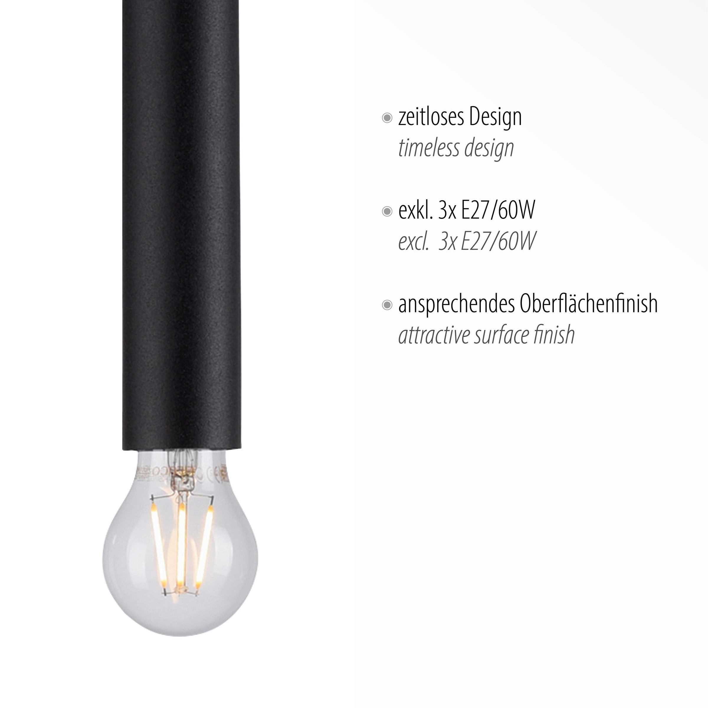 JUST LIGHT Pendelleuchte »BRUNA«, 3 flammig, Leuchtmittel E27 | ohne Leuchtmittel, ExklusiveE27