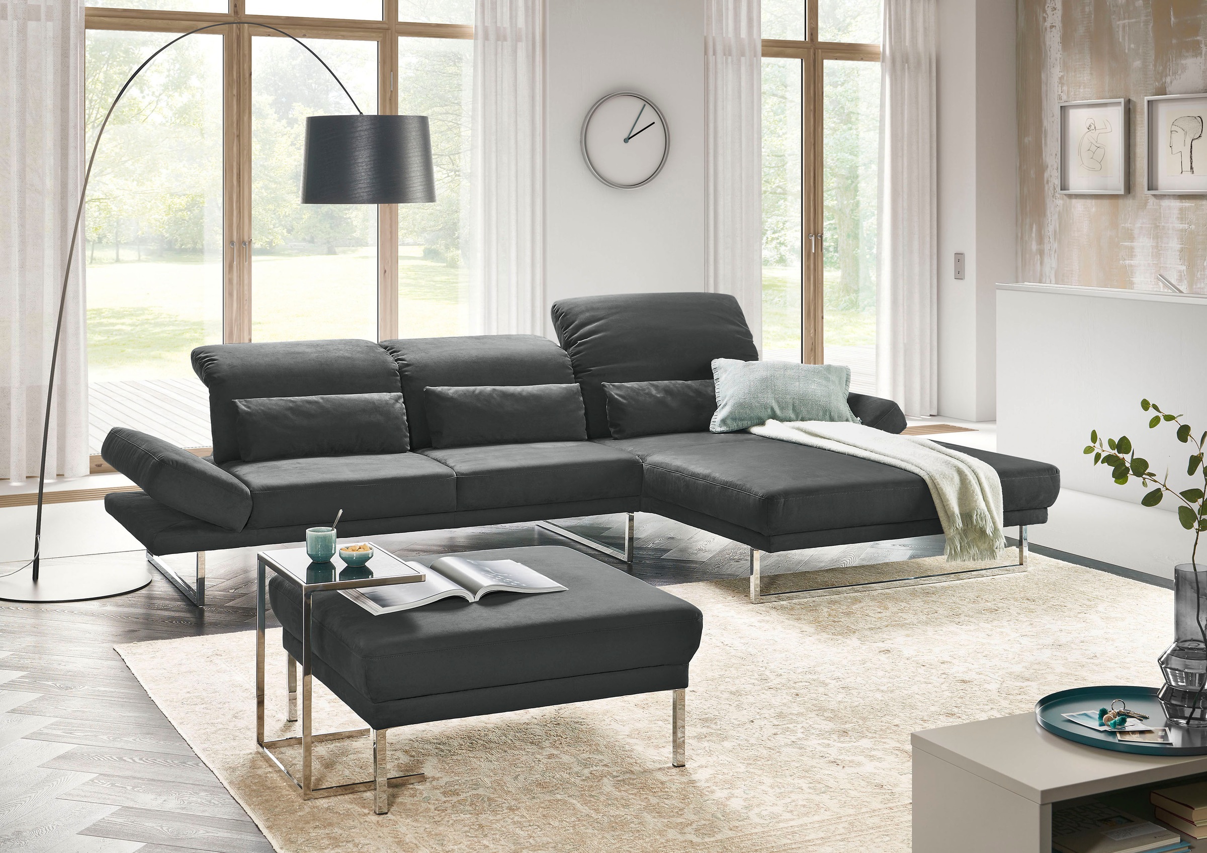 3C Candy Ecksofa »Mallow Designsofa mit Komfortfunktionen, modern und bequem, L-Form«, Verstellbare Armlehne und Kopfteil, manuelle Sitztiefenverstellung