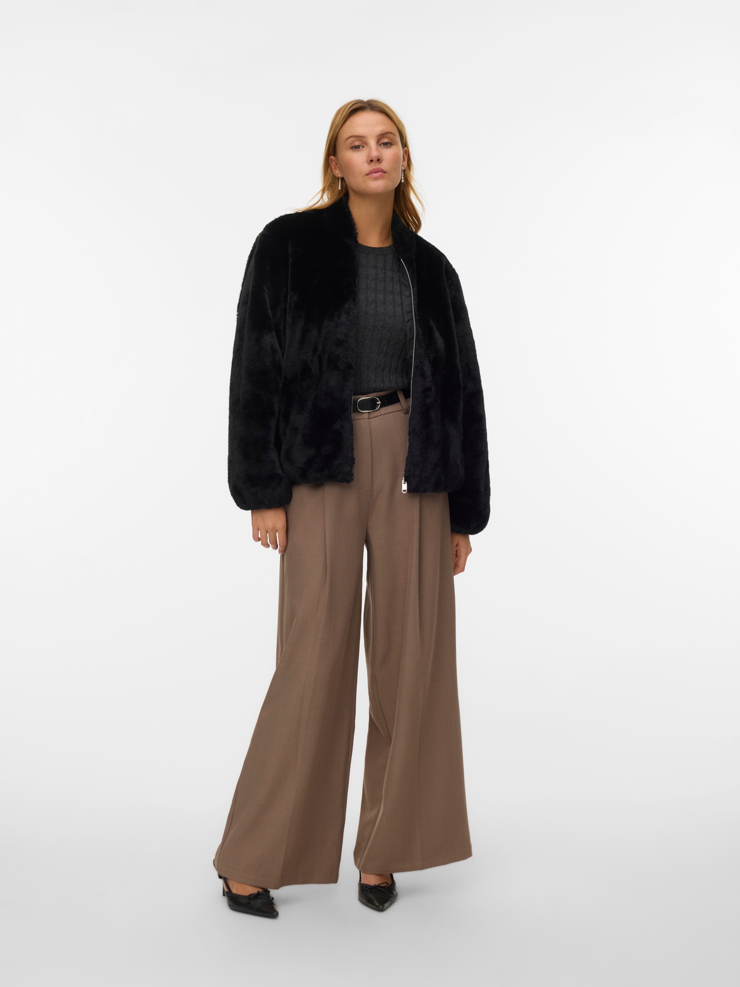 Vero Moda Fellimitatjacke »VMSONJALIGA SHORT JACKET GA BOO« ohne Kapuze Kunstfaser