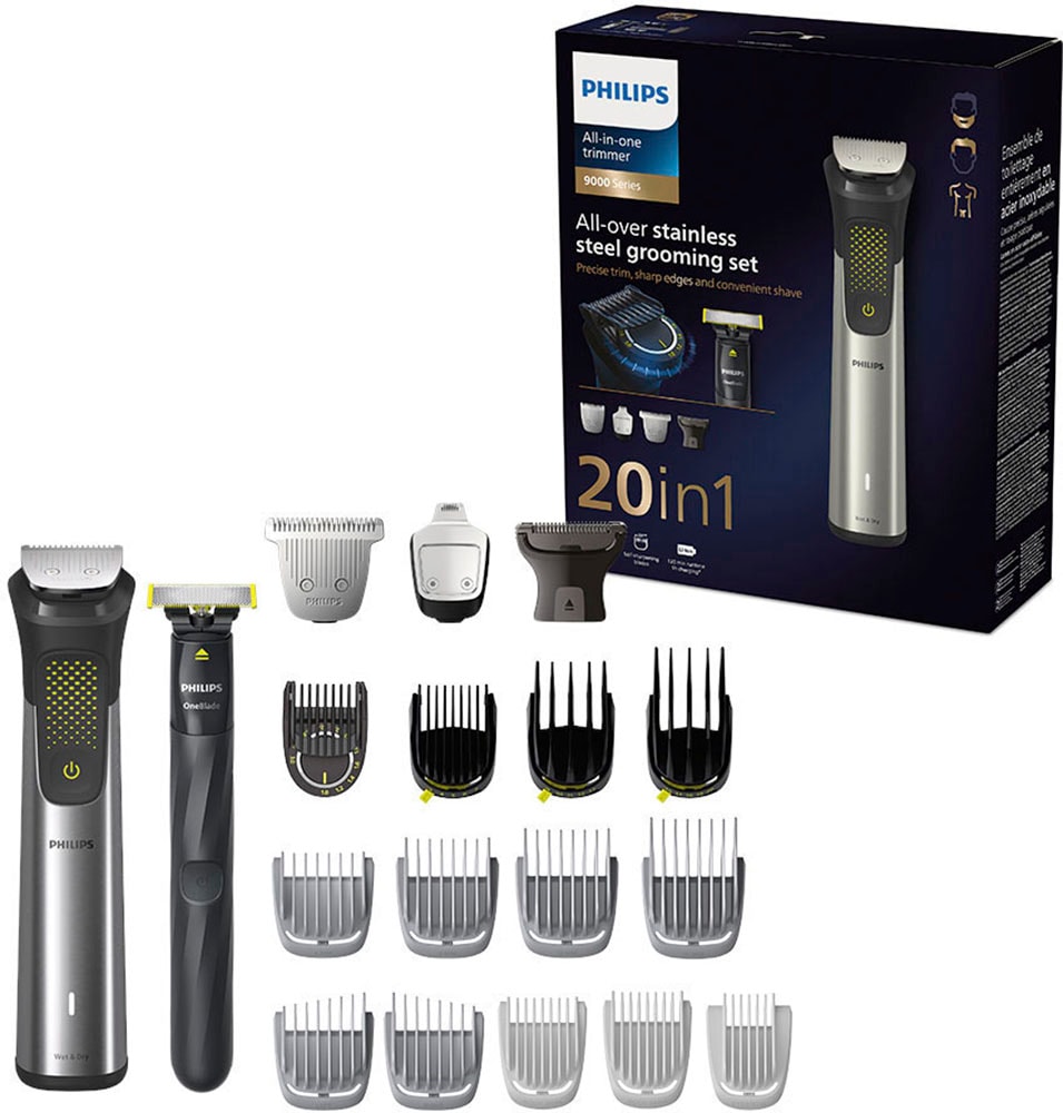 Philips Multifunktionstrimmer »Series 9000 MG9553/15« 20 Aufsätze All-in-One Trimmer in silberfarben, Größe 0