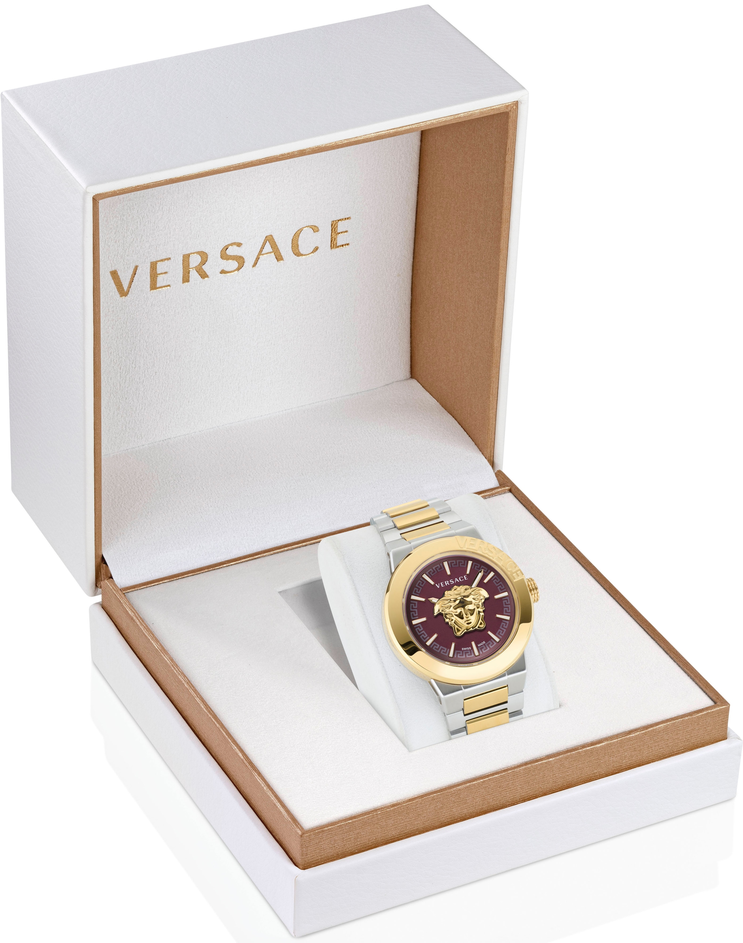 Versace Quarzuhr »MEDUSA INFINITE GENT, VE7E00523«, Armbanduhr, Herrenuhr, Swiss Made, bicolor, Leuchtzeiger, analog