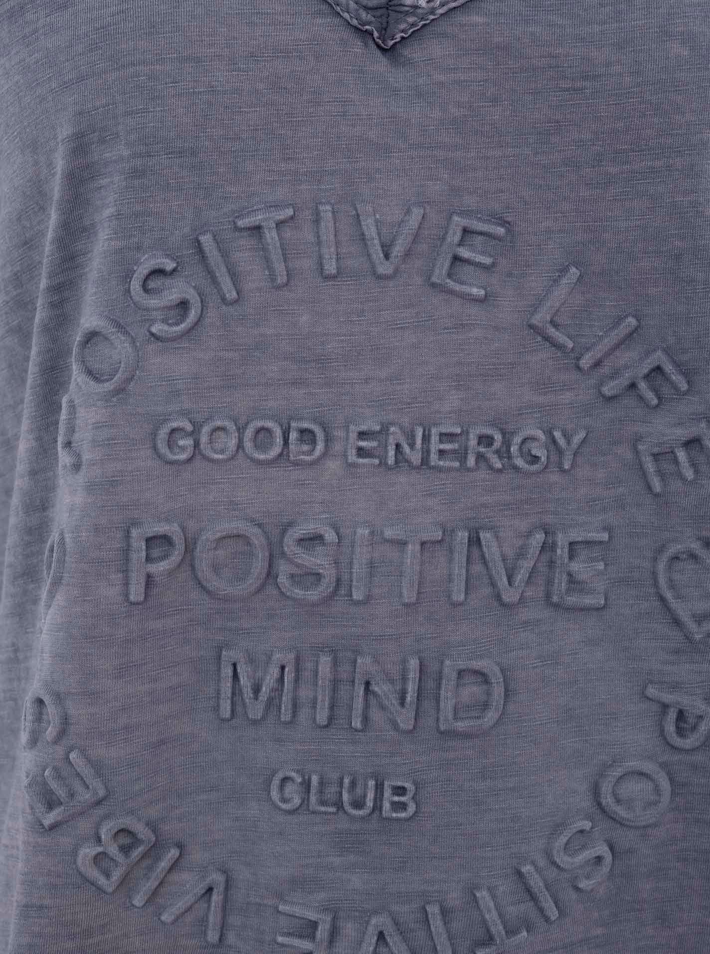 Zwillingsherz T-Shirt »"Positive Mind"« V-Ausschnitt, Kurzarm, Used-Look, Baumwolle, ausgefranste Kanten