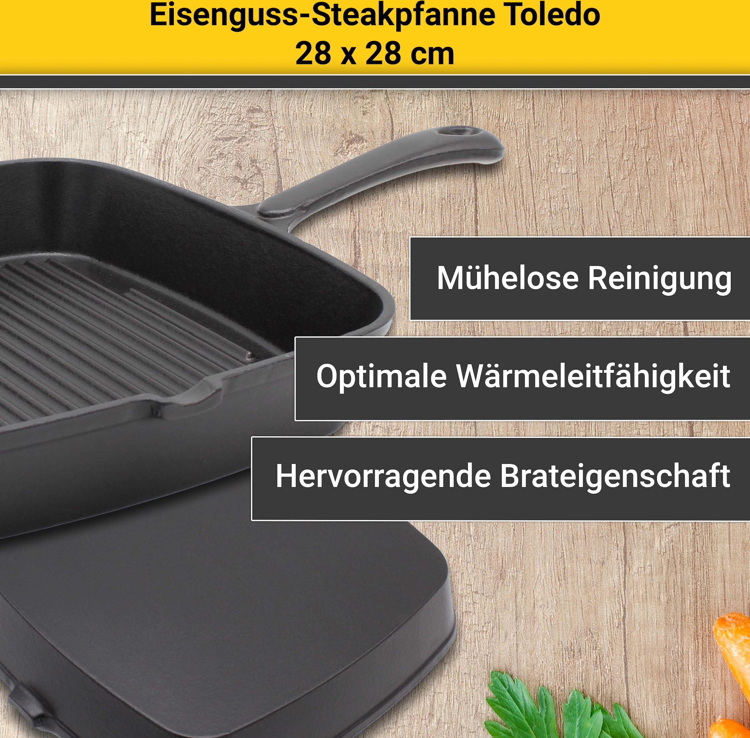 Krüger Steakpfanne »Toledo«, OTTO kaufen cm, (1 tlg.), Induktion 28x28 Gusseisen, Online Shop im