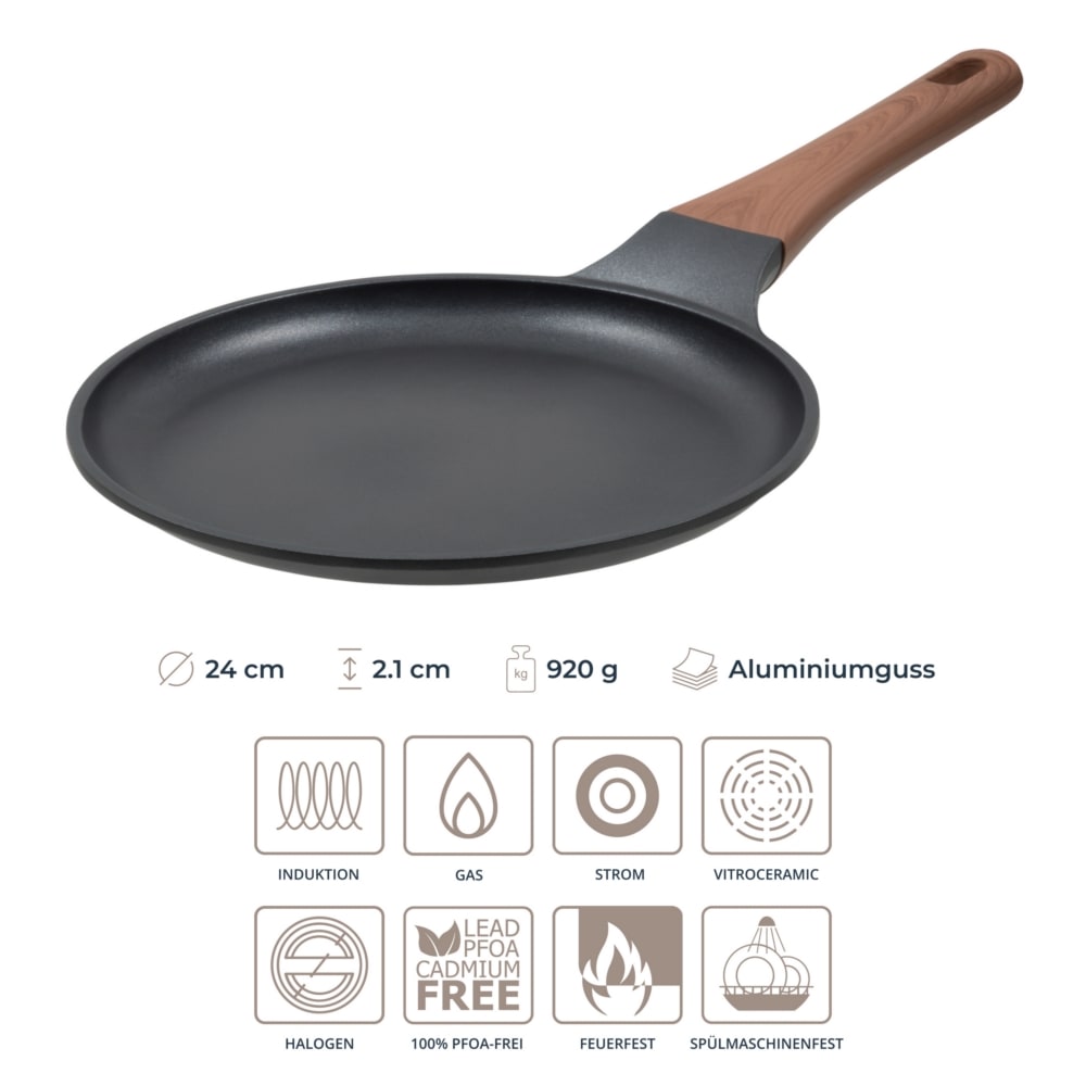 RESTO Kitchenware Crêpepfanne »Capella, Pfannkuchenpfanne antihaftbeschichtet und spülmaschinenfest«, Aluminiumguss, (1 tlg.), mit ergonomischem Soft-Touch Griff mit Hängeschlaufe