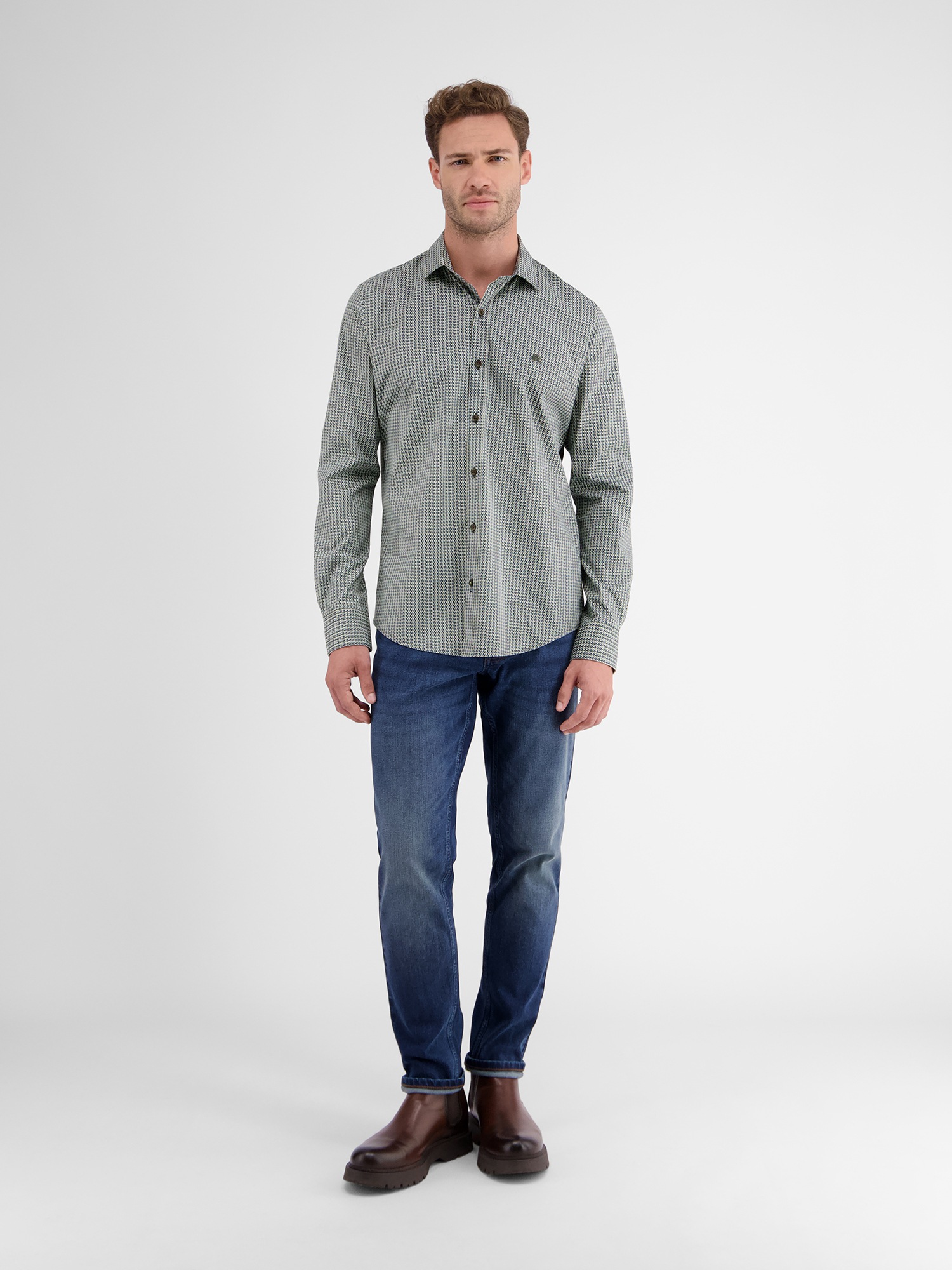 LERROS Langarmhemd »LERROS Herren Langarmhemd in Poplin-Stretchqualität«