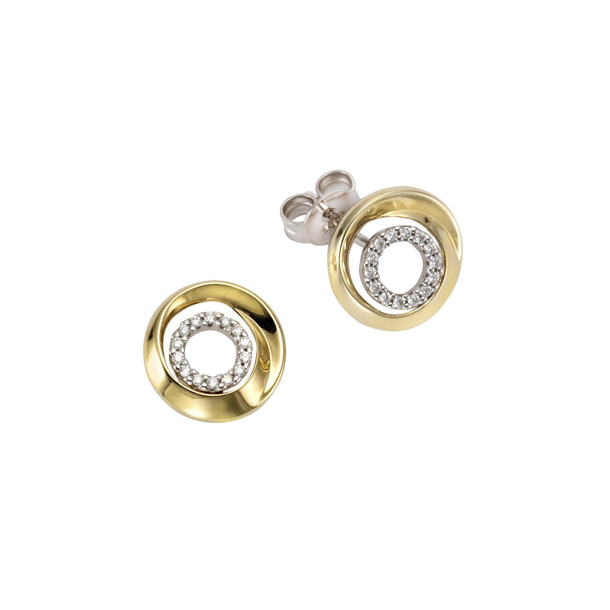Orolino Ohrstecker 585/- Gelb- + Weißgold Brillant