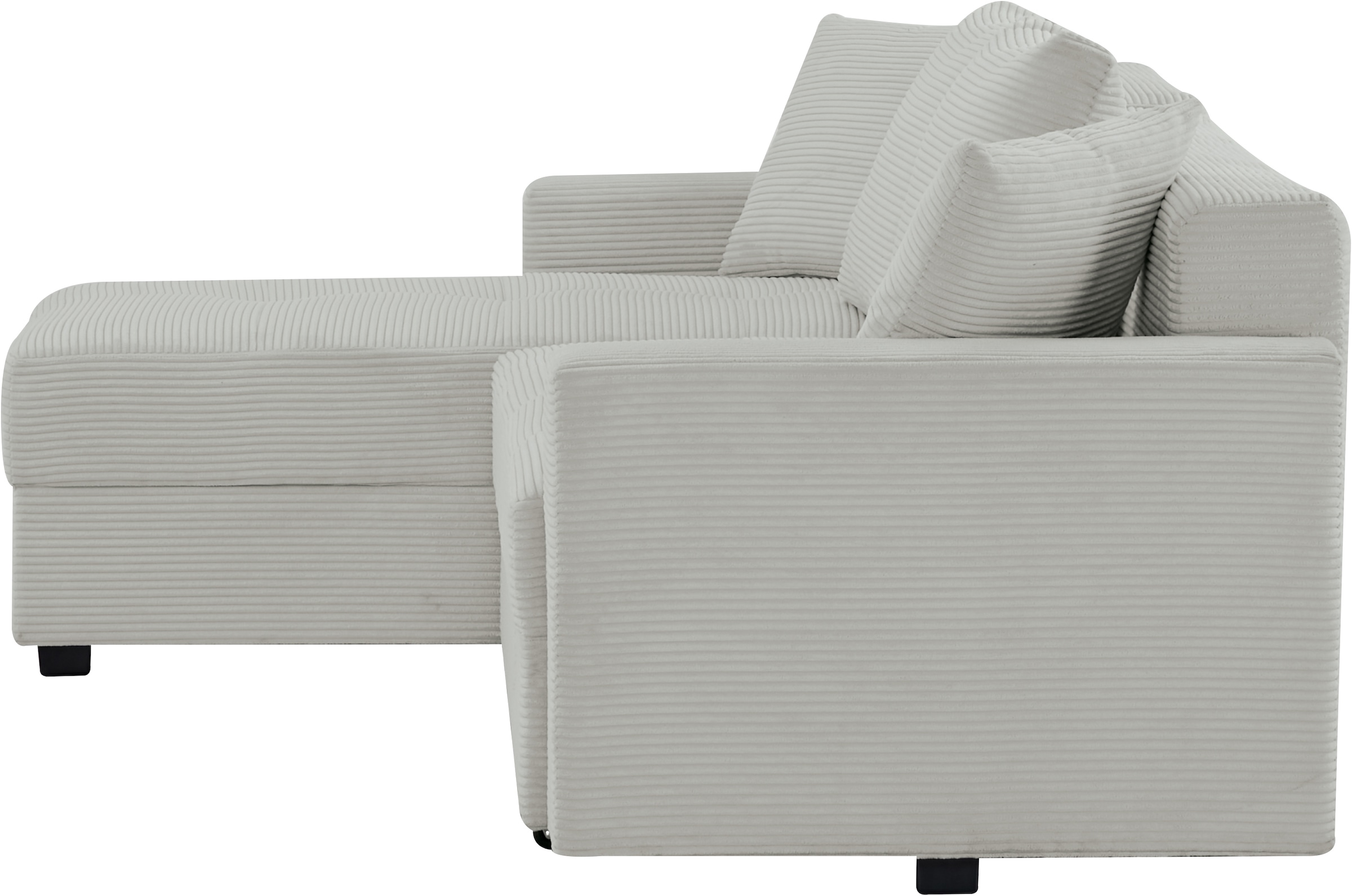 INOSIGN Ecksofa »KILLAM, 217 cm, L-Form, mit Schlaffunktion u. Bettkasten«, Recamiere rechts / links montierbar, in Cord und Webstoff