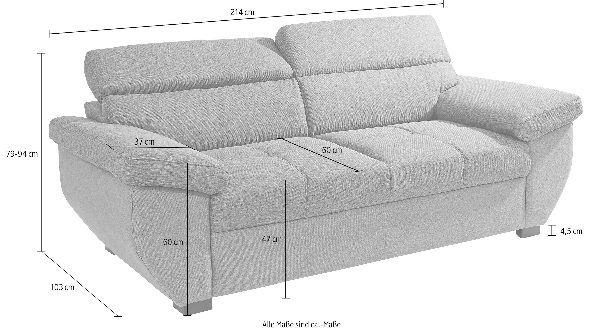 COTTA Polstergarnitur »Speedway«, (Set), Set bestehend aus: 2,5-Sitzer mit Kopfteilverstellung & Hocker