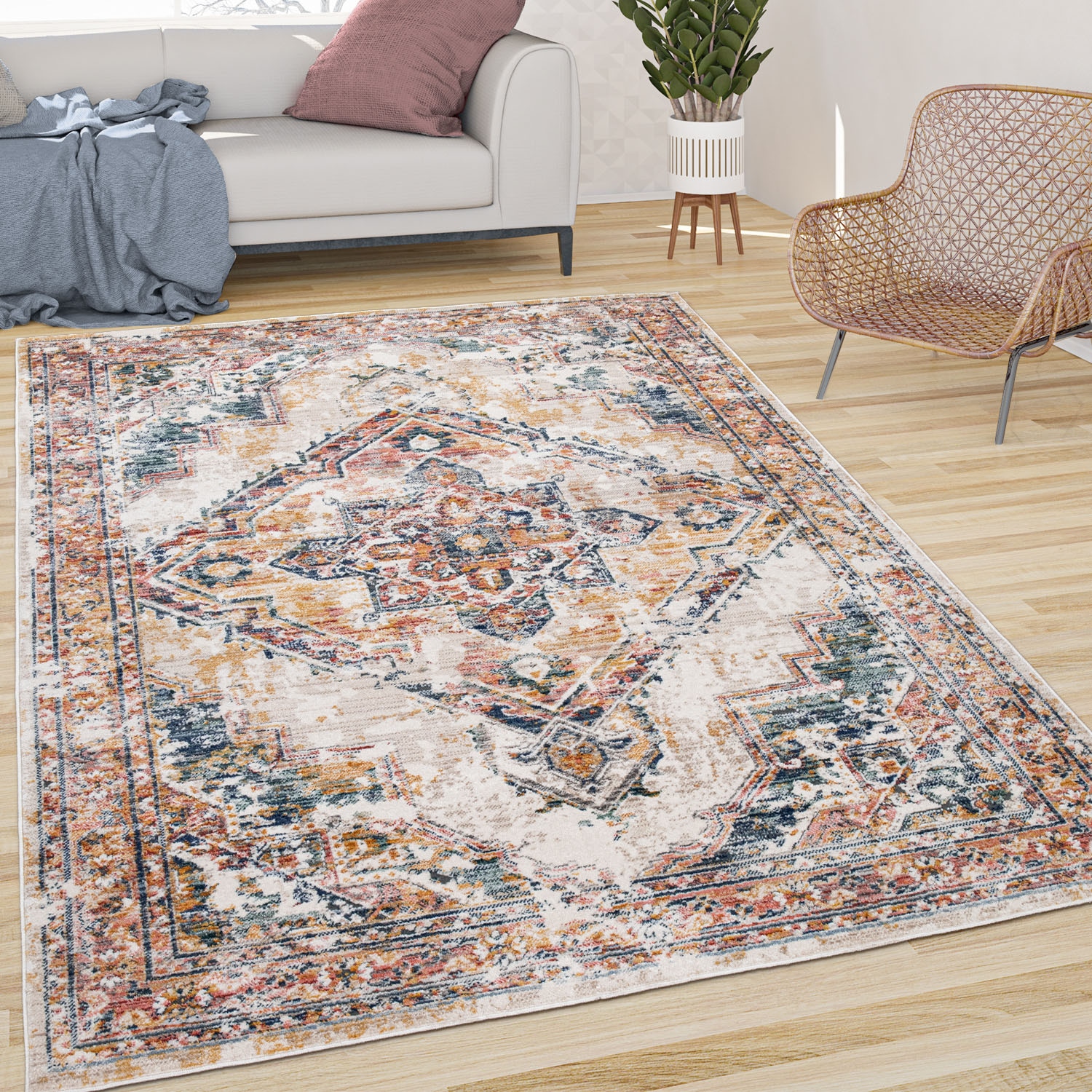 Paco Home Teppich »Herbete 735«, rechteckig, 8 mm Höhe, Kurzflor, Orient-Optik, Vintage Design, Wohnzimmer