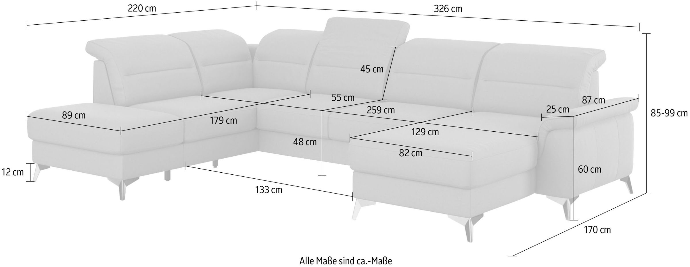 sit&more Wohnlandschaft »Sinatra U-Form«, optional mit Kopfteilverstellung und Armteilfunktion etc.