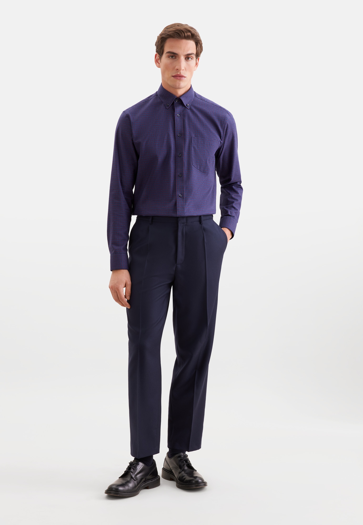 seidensticker Flanellhemd »Schwarze Rose« Comfort 1/1 Button-Down-Kragen Karo
