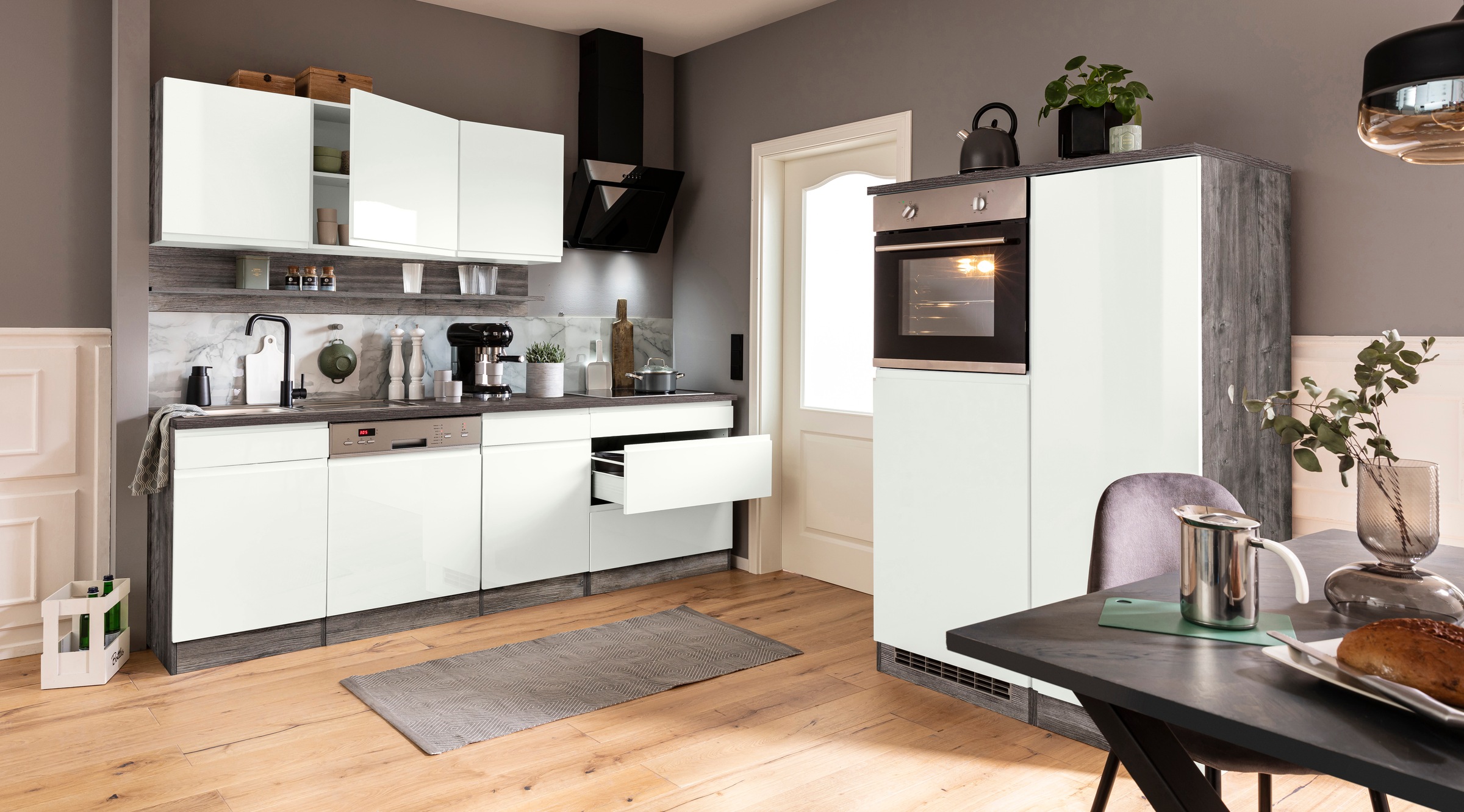 KOCHSTATION Küchenzeile »KS-Virginia«, Breite 350 cm, ohne E-Geräte