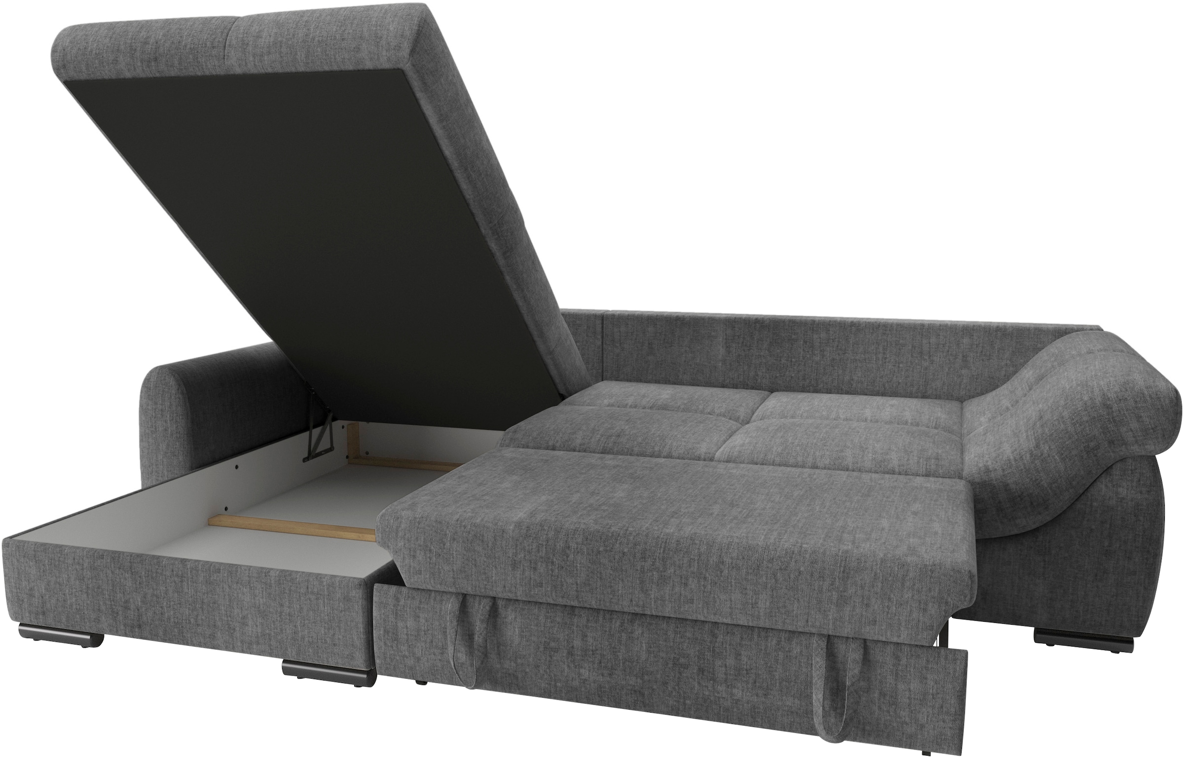 Mr. Couch Ecksofa »Livorno L-Form«, inkl. Hochschläfer-Bettauszug, XL-Bettkasten weiß beschichtet