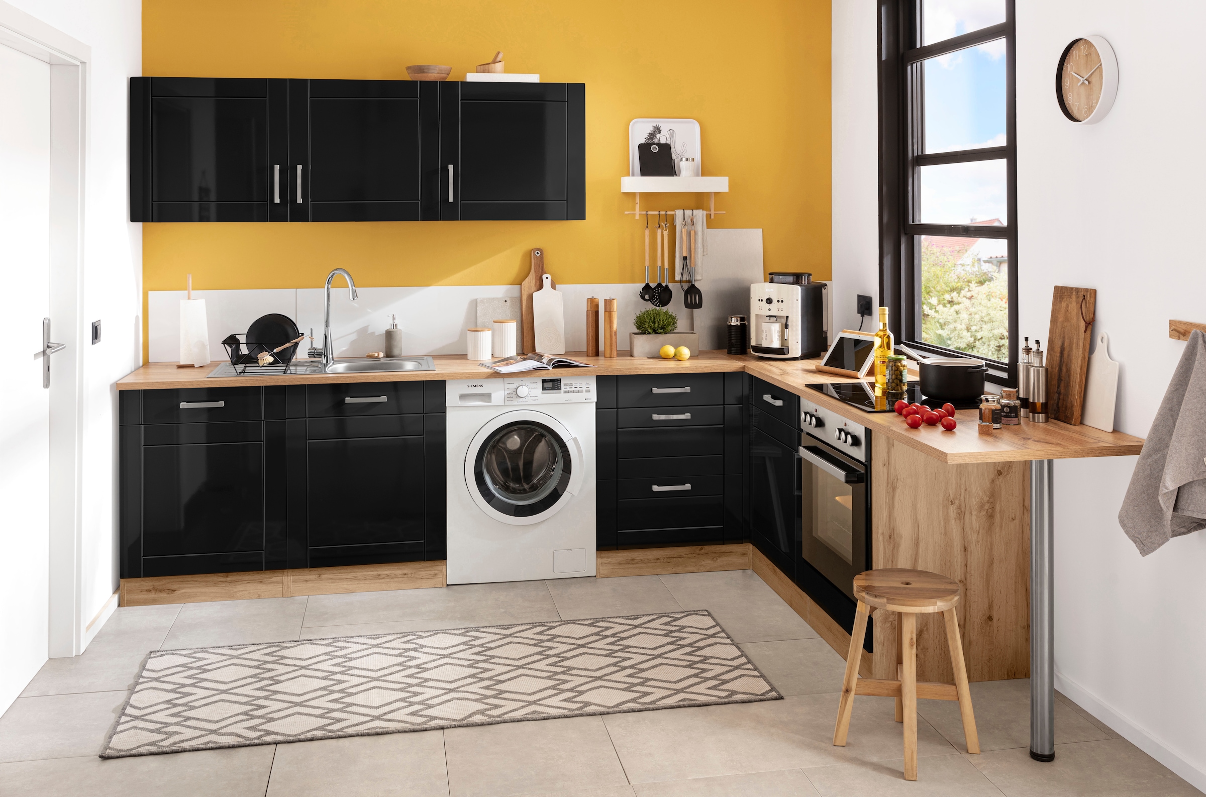 KOCHSTATION Eckunterschrank »KS-Tinnum« 120 cm breit, MDF-Fronten, Metallgriffe, 1 Tür