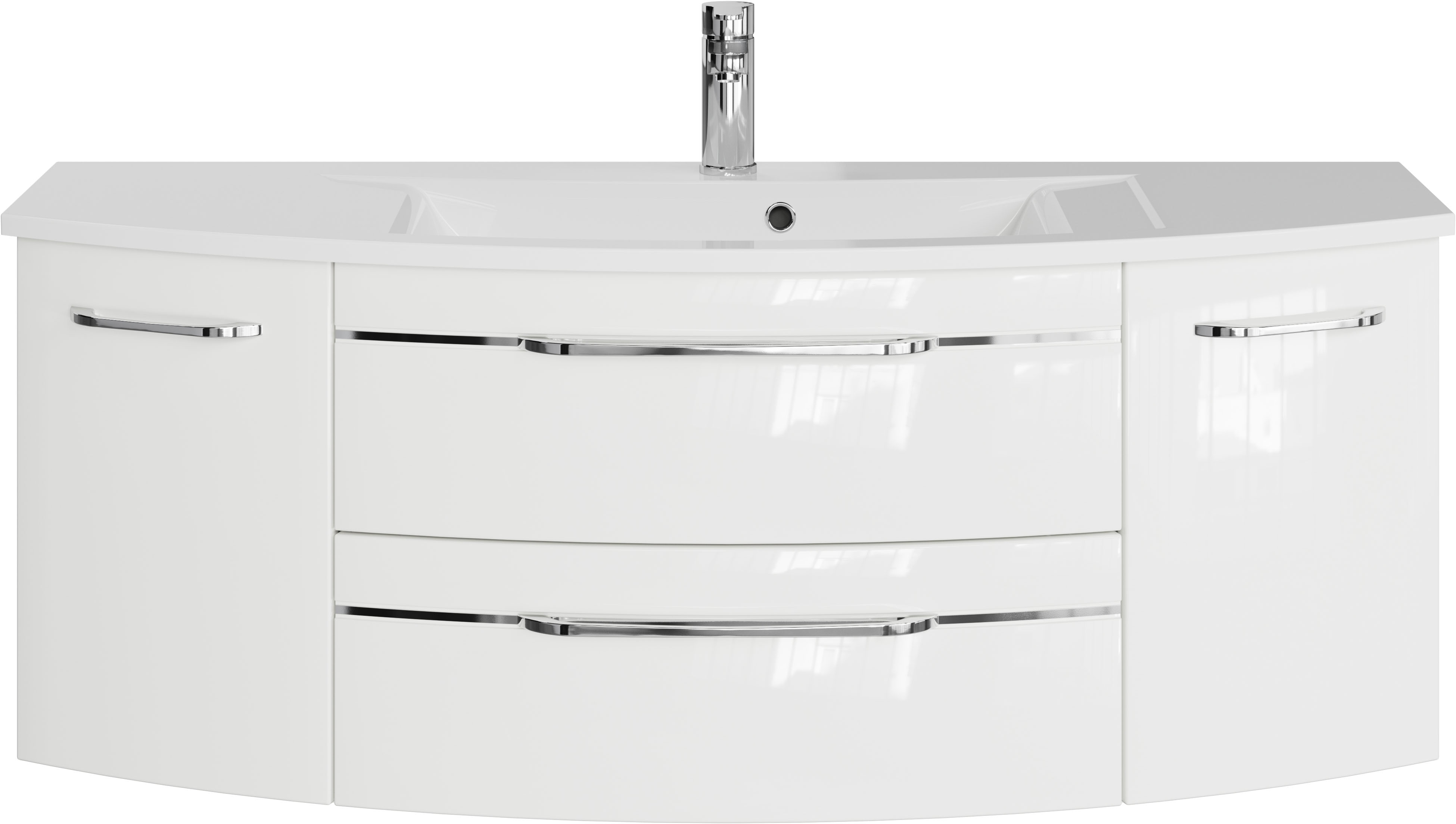 Saphir Waschtisch »Serie 7045 Mineralmarmor-Waschtisch und Unterschrank in weiß, Größe B/H/T: 131 cm x 50,2 cm x 49,8 cm