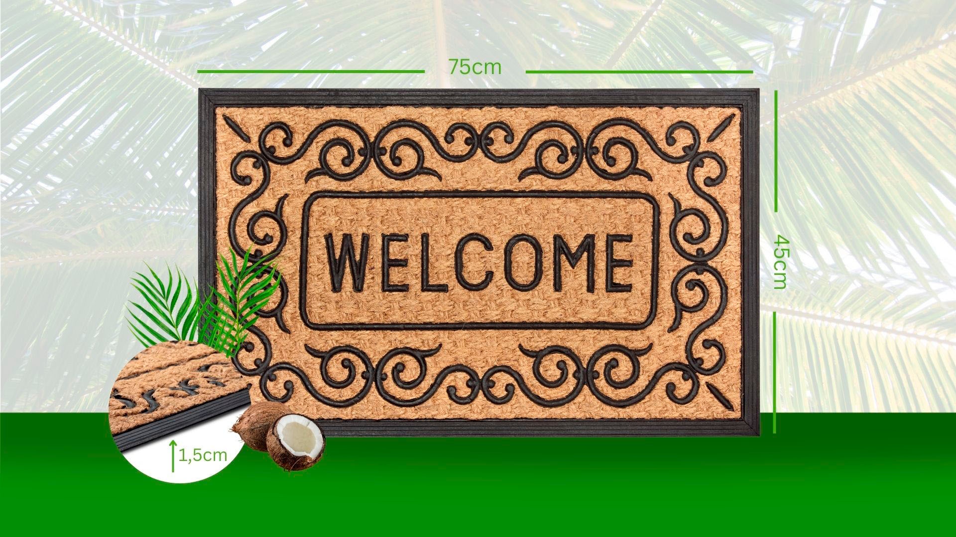 HANSE Home Fußmatte »Mix Mats Gummi-Kokos Welcome Floral Border«, rechteckig,  Kokos, Gummi, Schmutzfangmatte, Outdoor, Rutschfest, Innen, Kokosmatte im  OTTO Online Shop