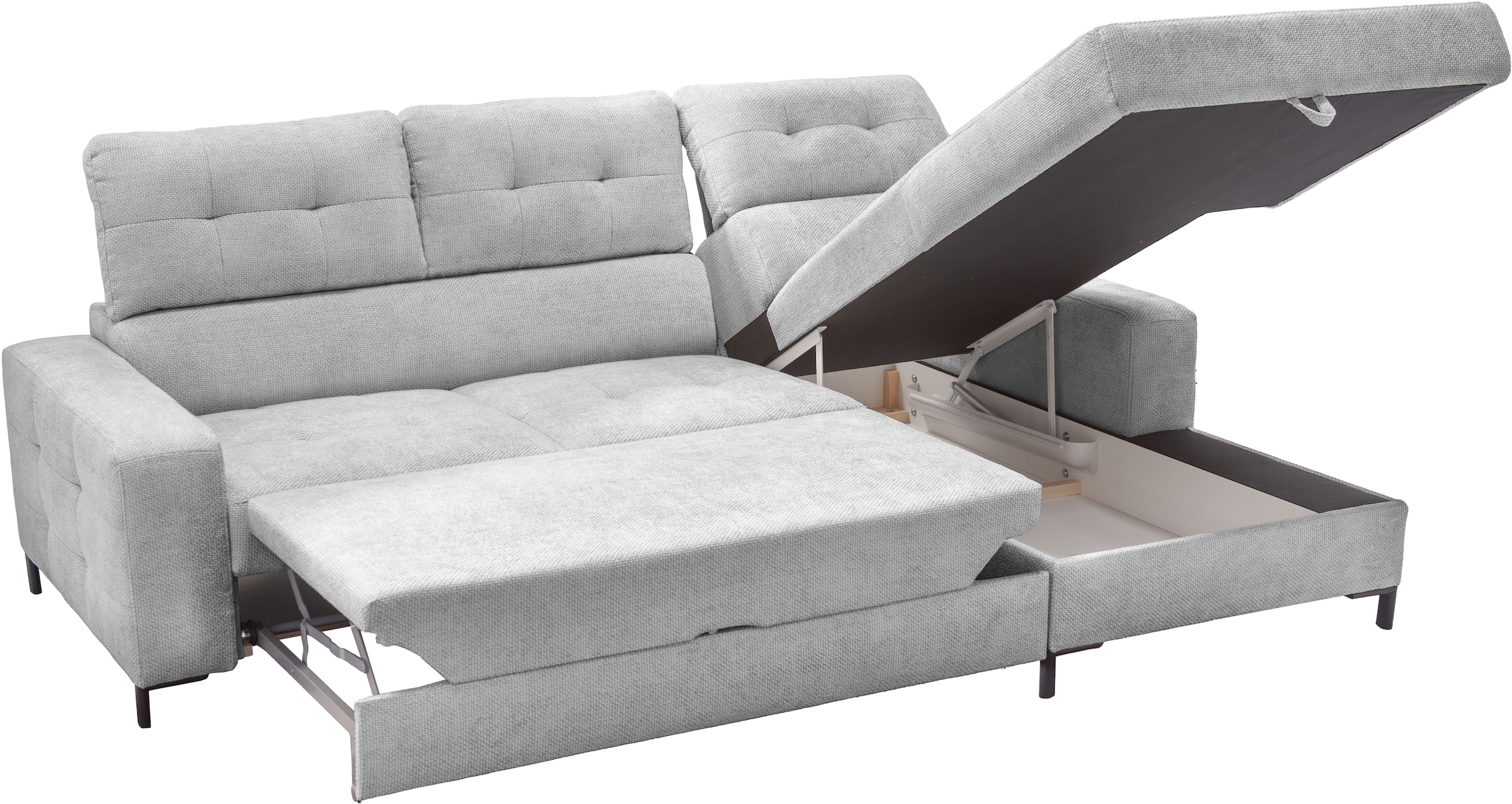 exxpo - sofa fashion Ecksofa »Bonito, mit Rücken- und Sitztiefenverstellung, inkl. Bett & Bettkasten«, Sitztiefenverstellung,Höhenverstellung