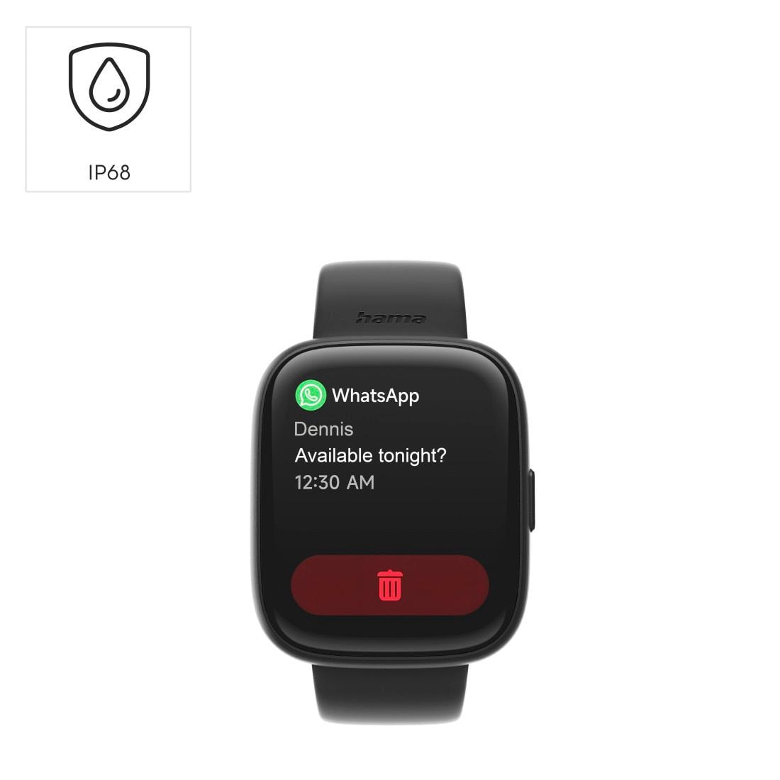 Hama Smartwatch »Smartwatch 46 mm (Telefonfunktion, WhatsApp, E-Mail etc., wasserdicht)«(/ 1,65 ″)