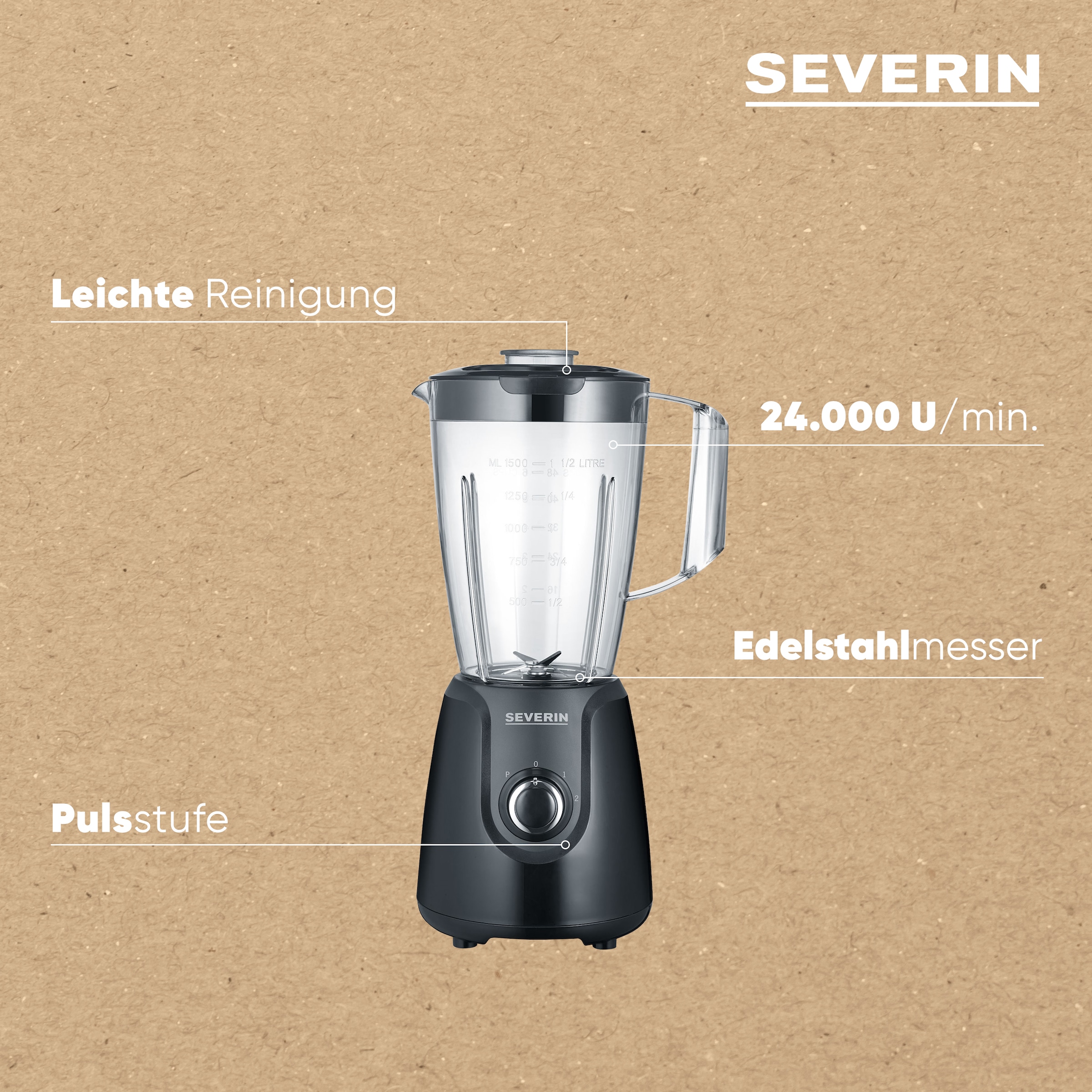 Severin Standmixer »SM 3707« 600 W frischer Vitamingenuss auf Knopfdruck