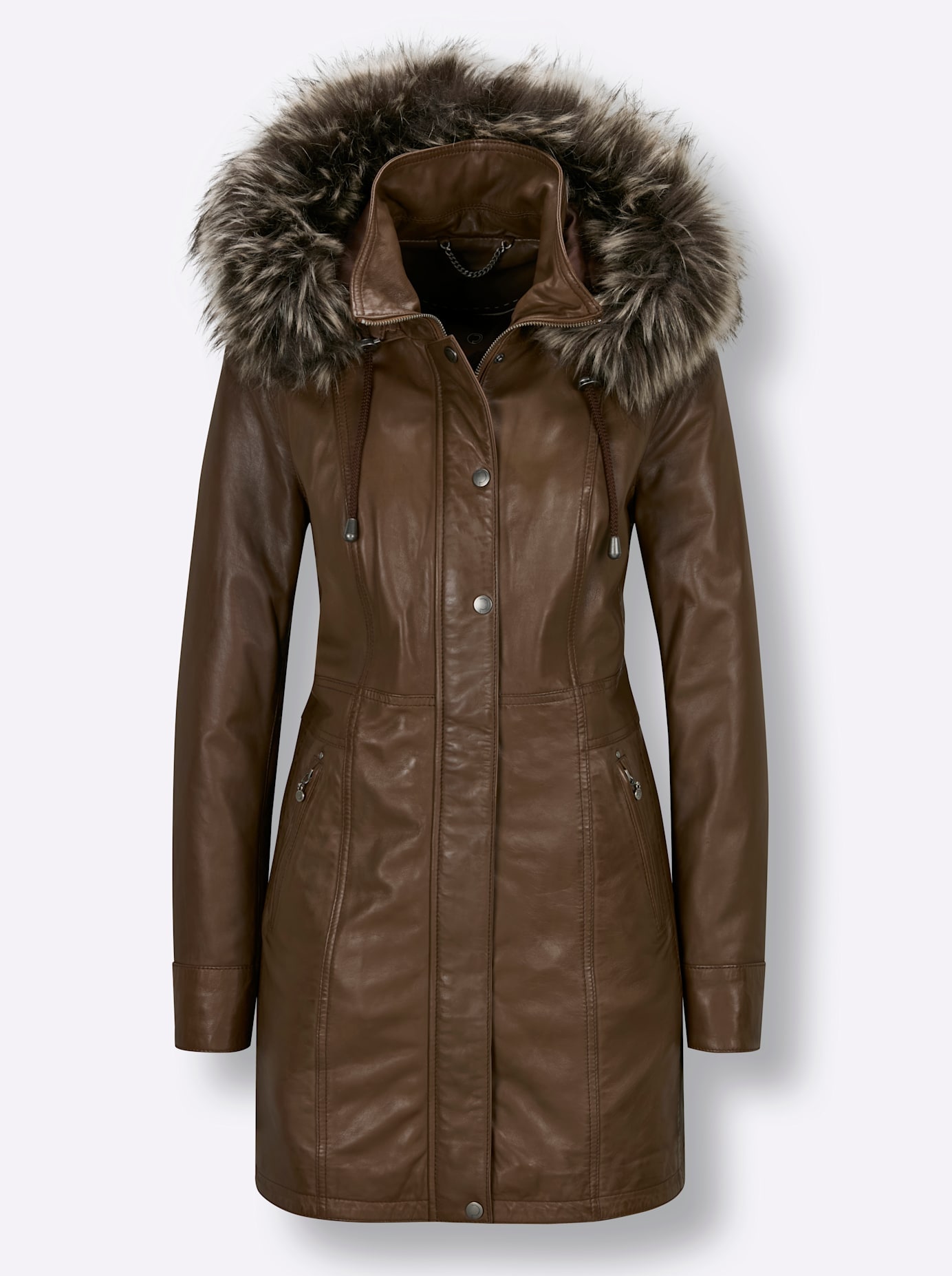 Mainpol Lederjacke mit Kapuze