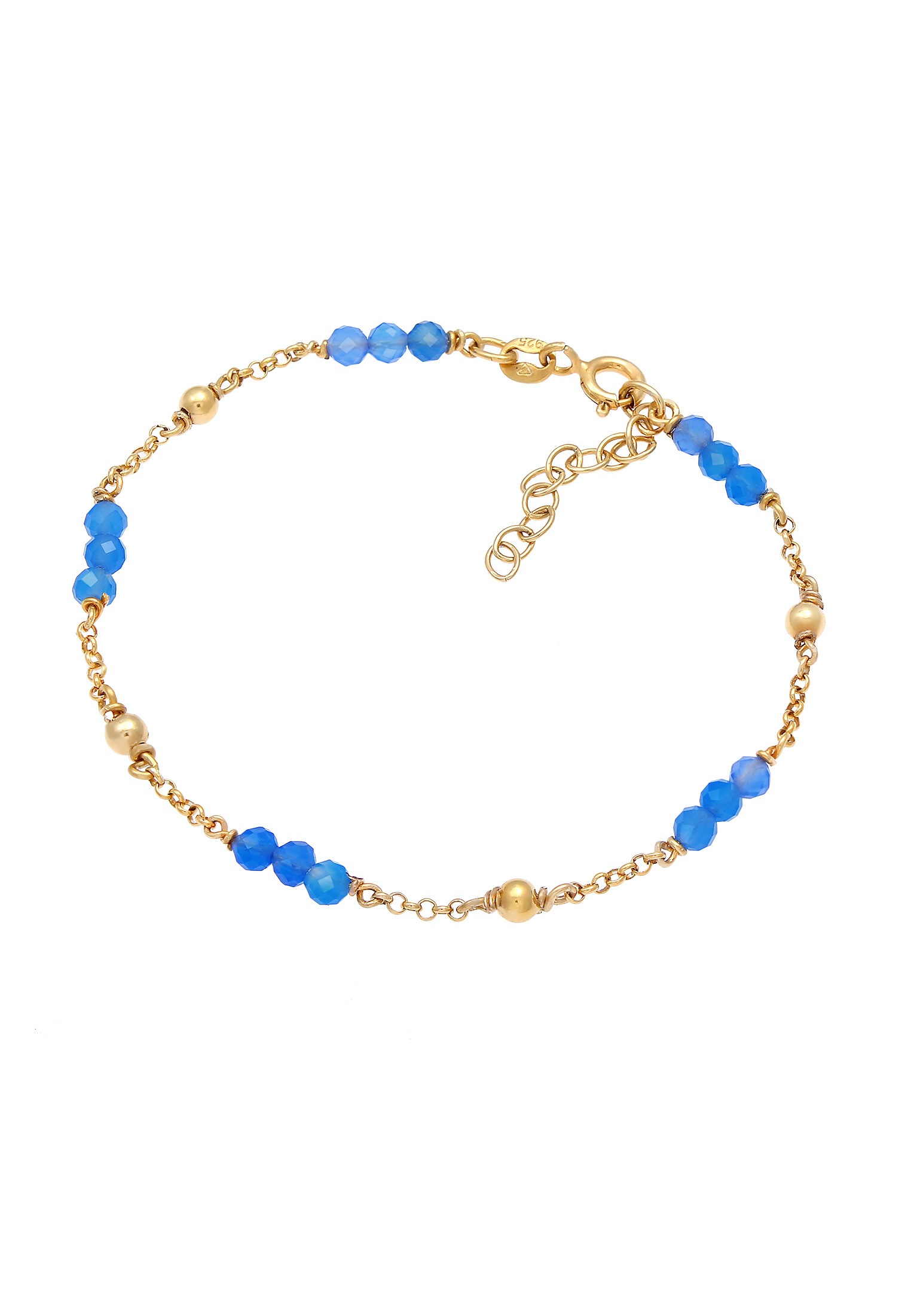 Elli Armkette »Armband Silber Kugel Achat Bead Blau 925er Silber«