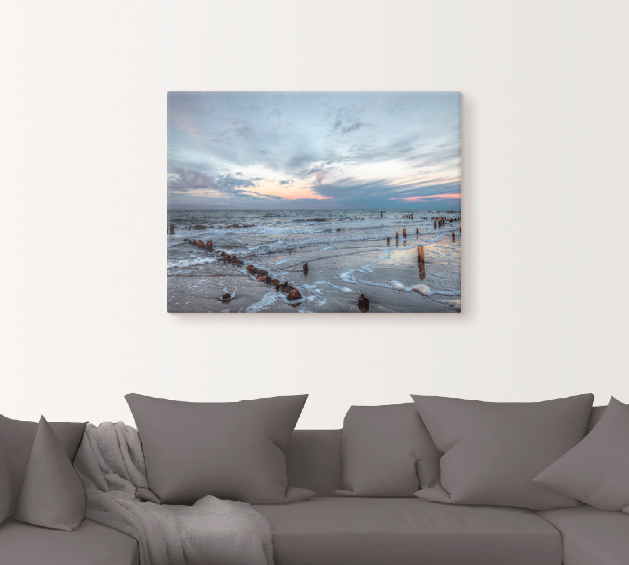 Artland Wandbild »Winter Sonnenuntergang am Meer«, Gewässer, (1 St.), als Leinwandbild, Poster, Wandaufkleber in verschied. Größen