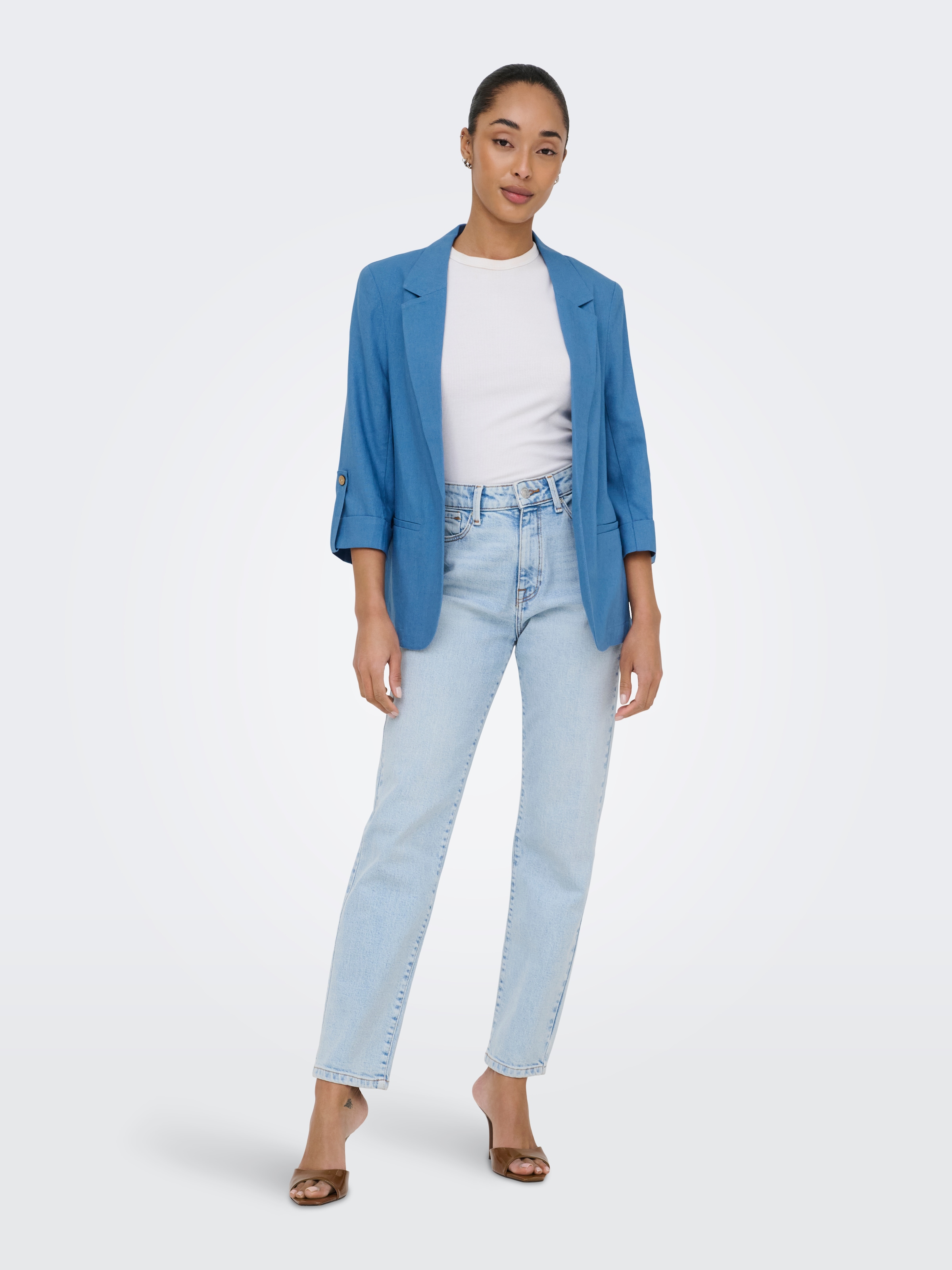 ONLY Kurzblazer »ONLGOA 3/4 UNLINE LINEN BL BLAZER CC TLR« mit Leinen