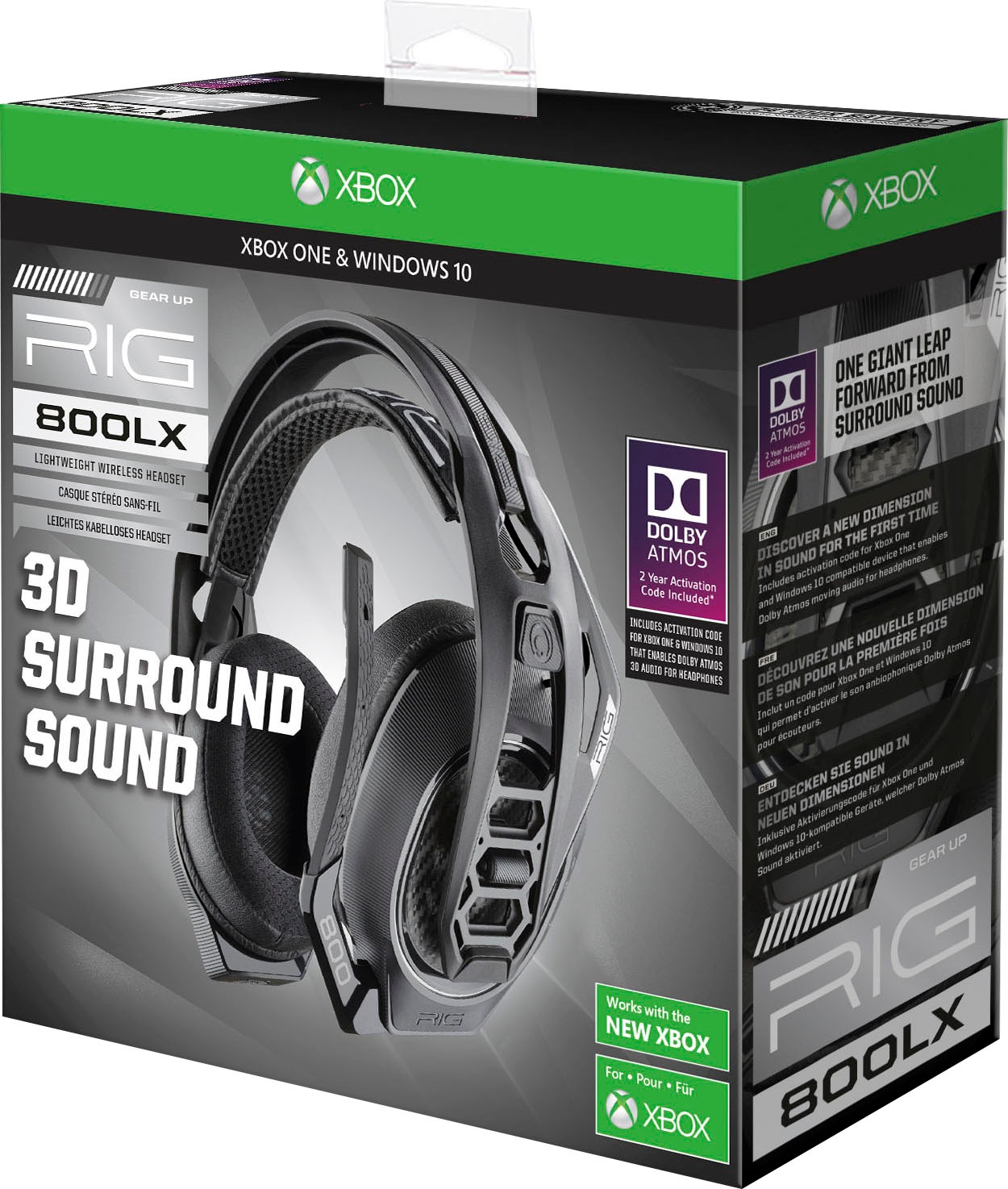 nacon Gaming-Headset »RIG 800LX V2 Gaming-Headset, schwarz, USB, kabellos, Dolby Atmos«, Over Ear, PC, Xbox, Xbox One, Xbox Series