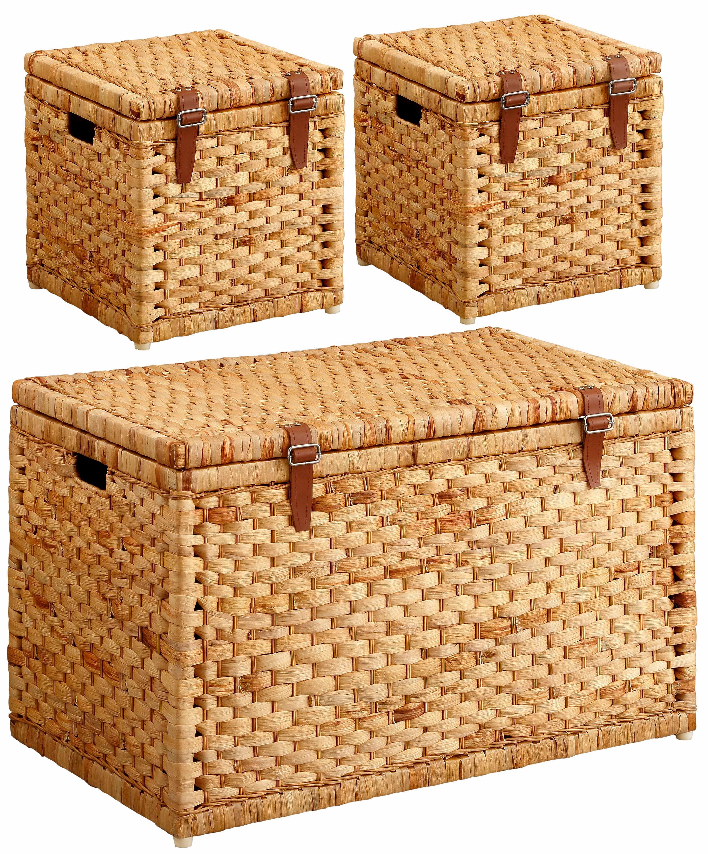 Home Affaire Truhe »Hereford« aus geflochtener Wasserhyazinthe in beige, Größe B/H/T: 78 cm x 43 cm x 44 cm