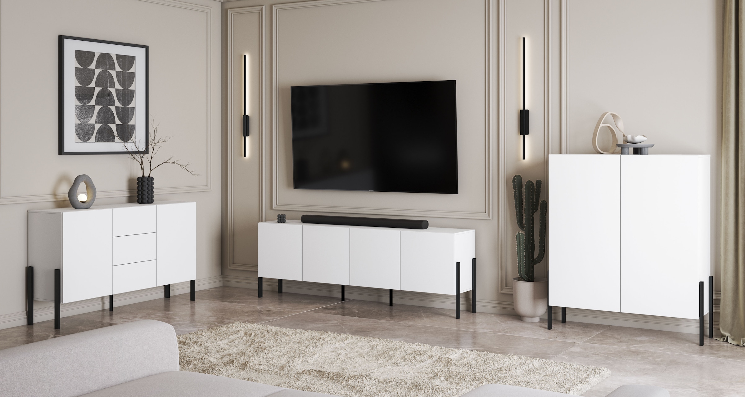 INOSIGN Kommode »Jukon,Breite 200 cm, moderne grifflose Kommode,4 Türen«, Sideboard, Anrichte viel Stauraum, push-to-open-Funktion