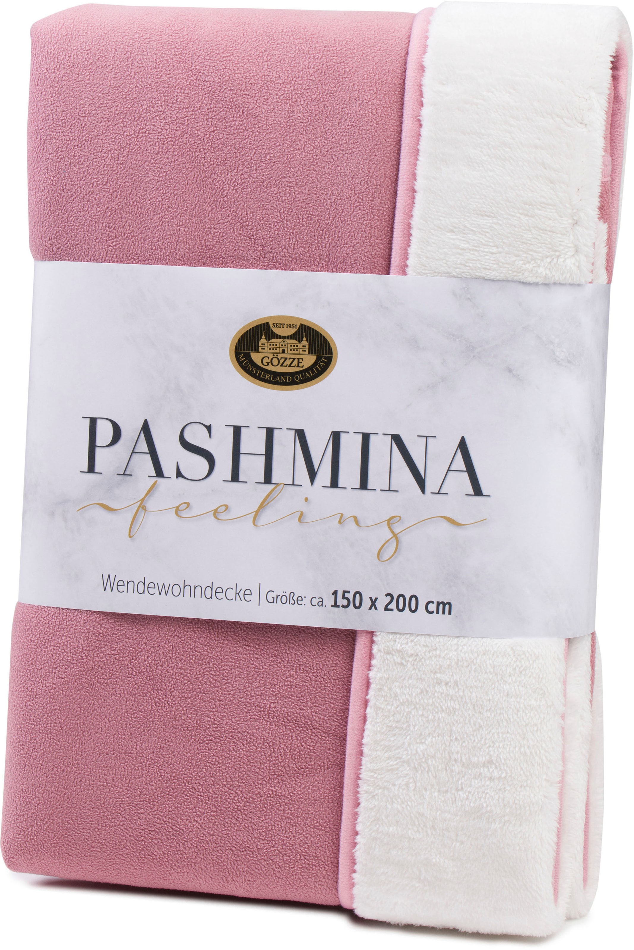 Gözze Wohndecke »Pashmina Wendewohndecke«, flauschig schlichte Unterseite