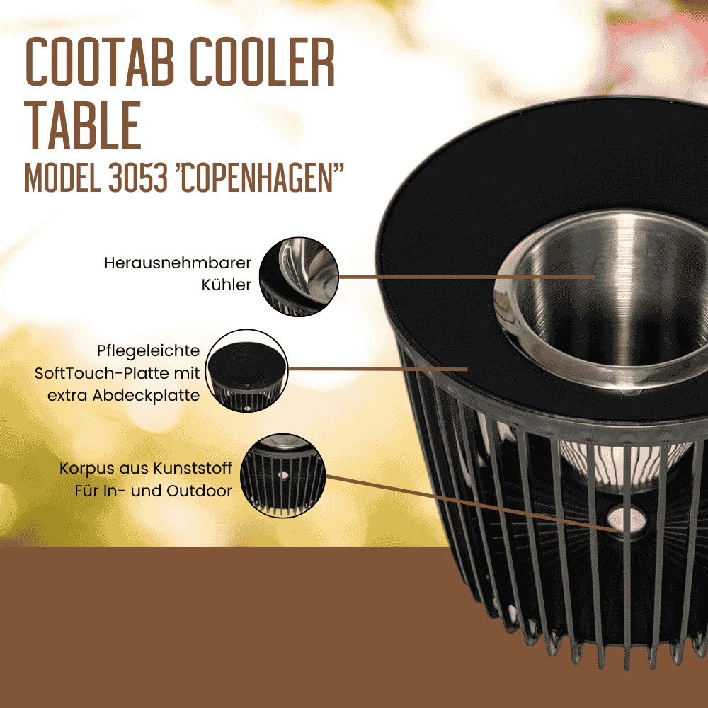 COOTAB Cooler Table Beistelltisch »Beistelltisch mit Edelstahl-Weinkühler Copenhagen 45 cm schwarz« 1 Stk. tlg.