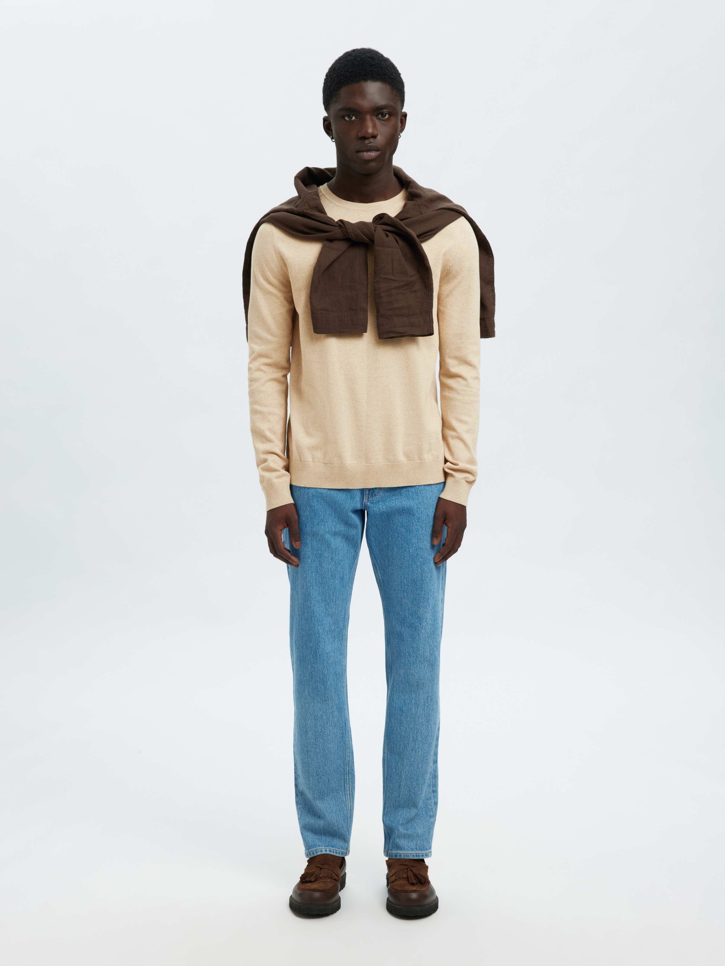 SELECTED Rundhalspullover »SLHBERG CREW NECK NOOS« Baumwolle, regular fit