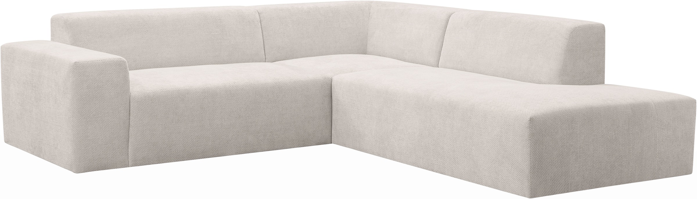 WERK2 Ecksofa »Zeus-M, tolles Sofa mit schönen Details, L-Form« Curvy Trend Garnitur, urbane Optik, komfortable Wellenunterfederung