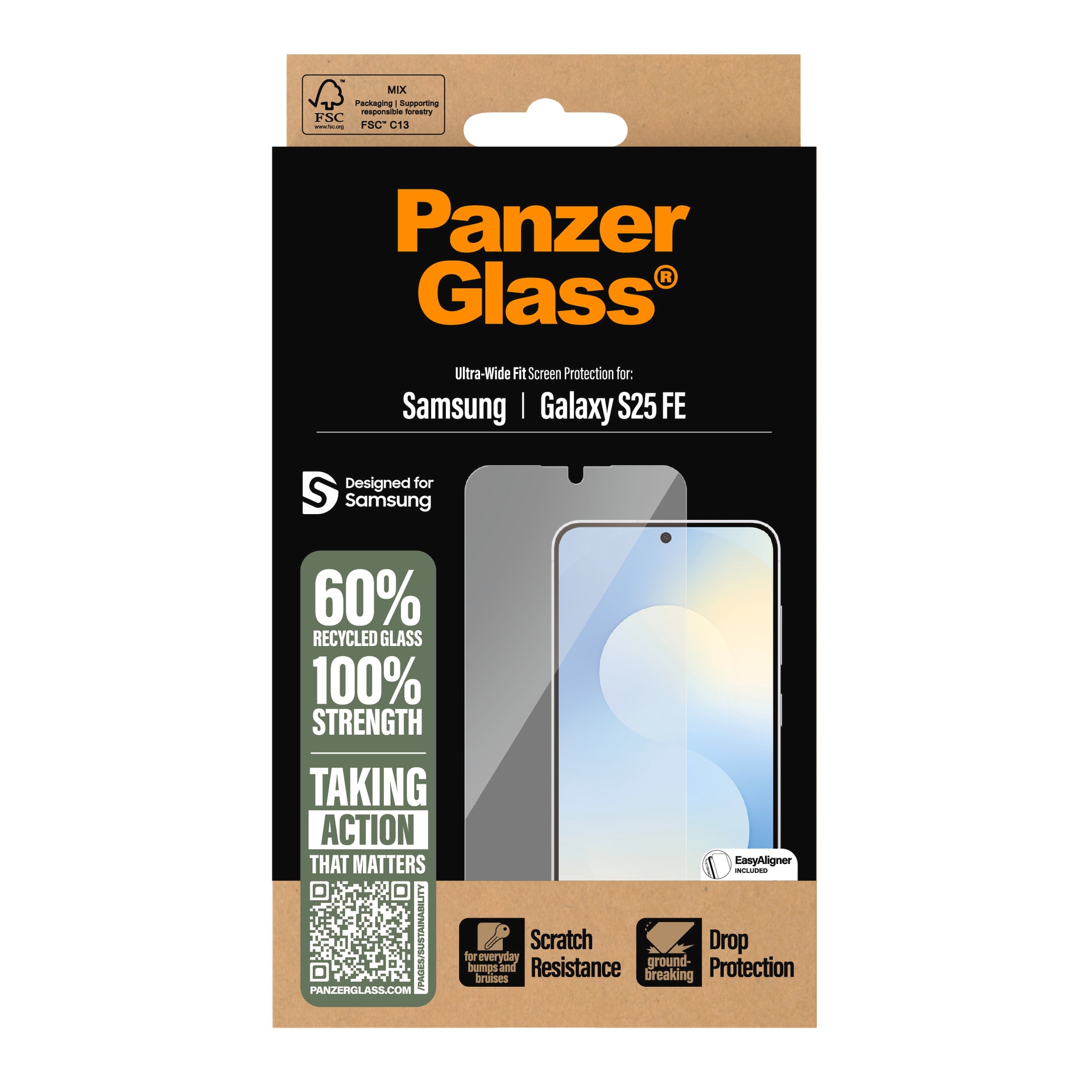 CARE by PanzerGlass Displayschutzglas »Ultra-Wide Fit Screen Protector« für Samsung Galaxy S25 FE Displayschutzfolie, Schutzfolie, Bildschirmschutz, kratz- & stoßfest