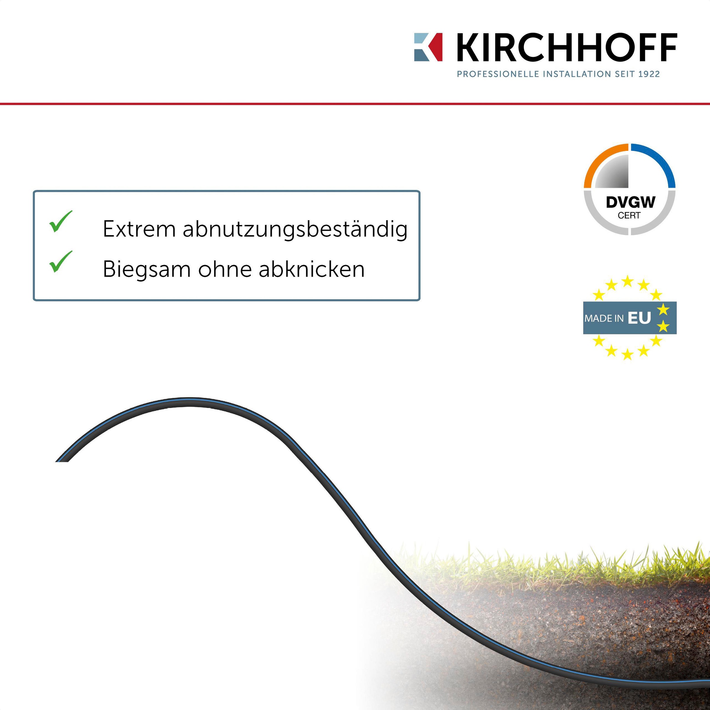 Kirchhoff Bewässerungsschlauch, Wasserleitung Gartenbewässerung 20 mm x 100 m