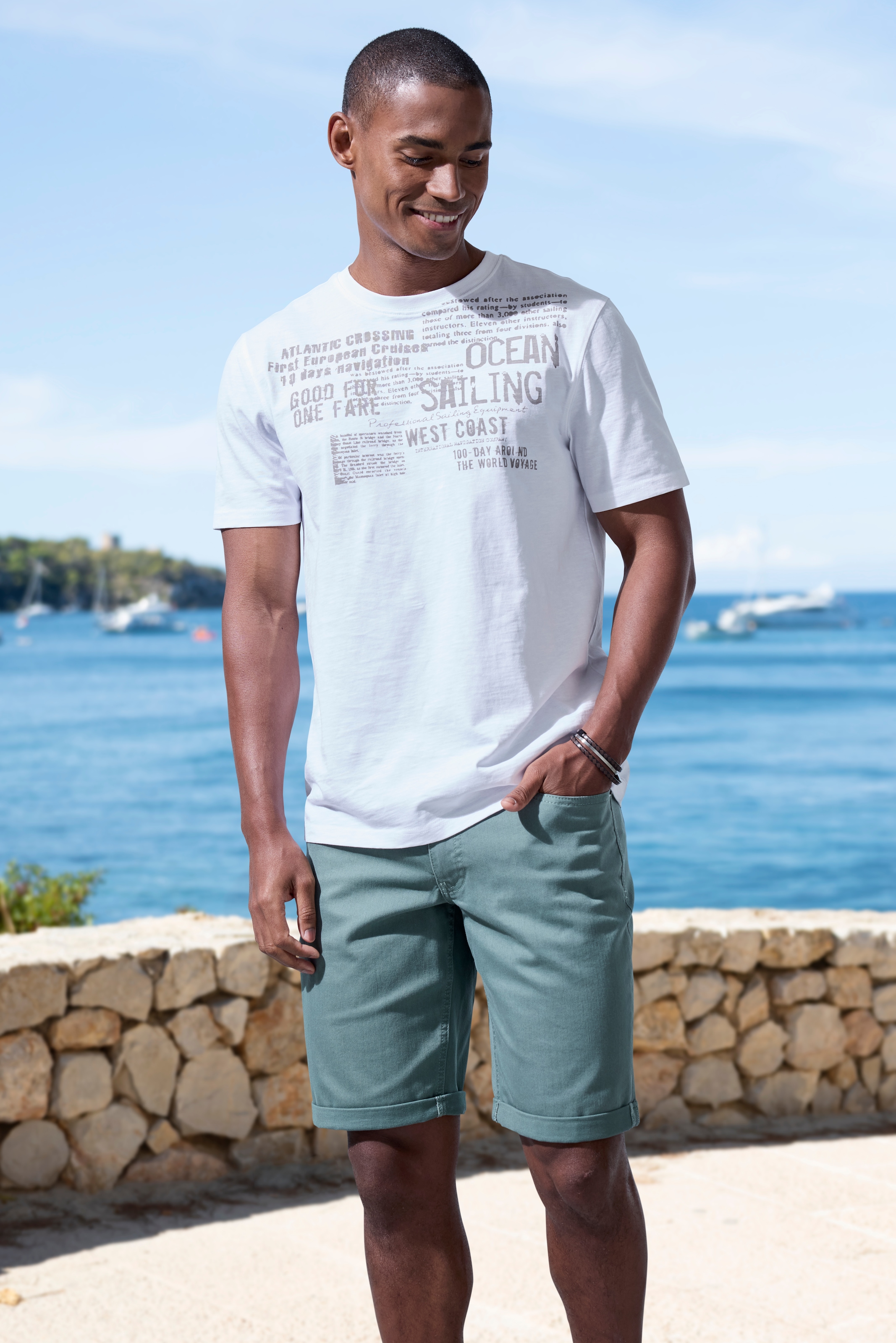 John Devin T-Shirt »mit Print«, Regular-Fit, aus Slub-Qualität, mit Print