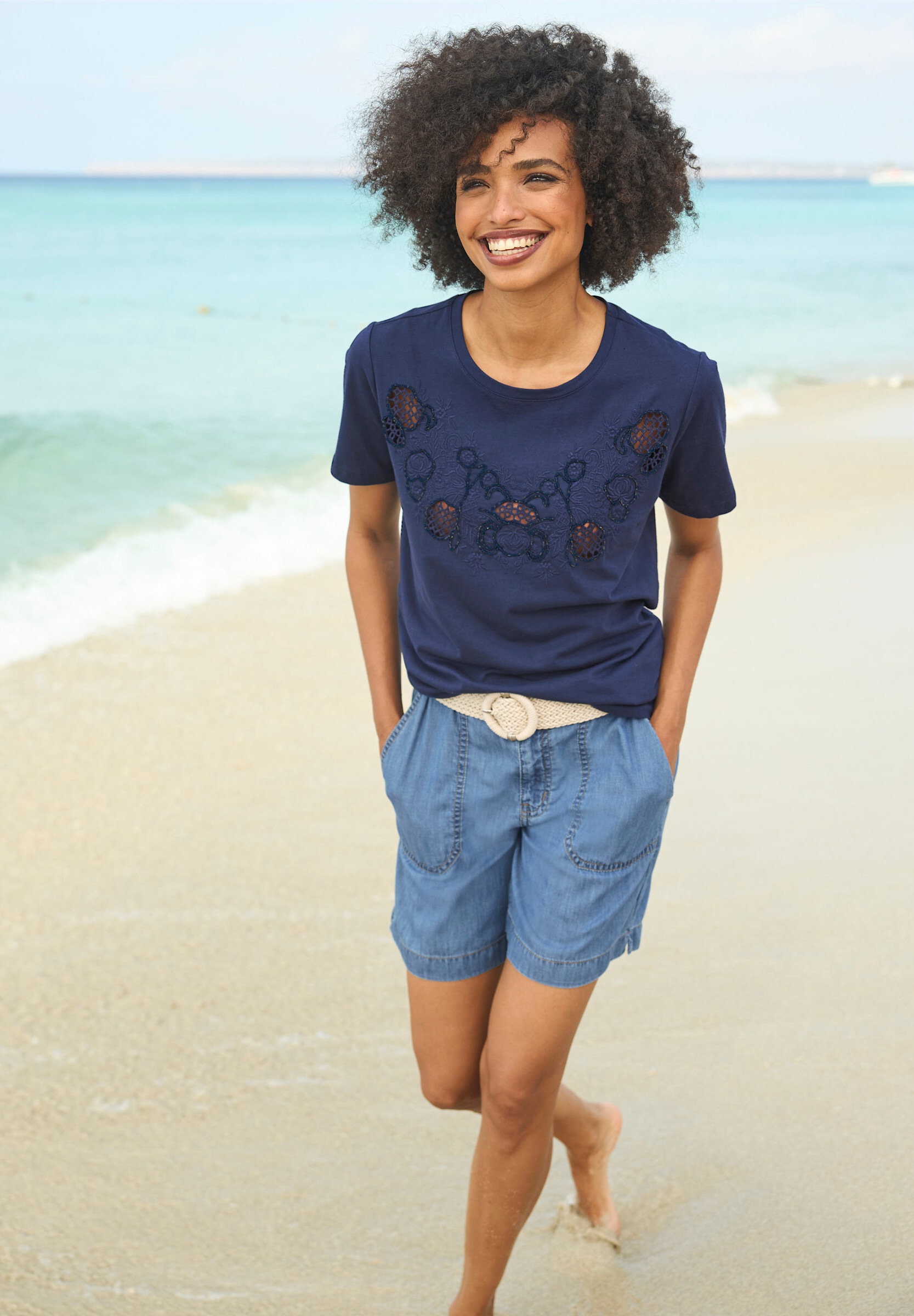 heine Jeansbermudas »Shorts Shorts mit kleinem Schlitz am Bein«
