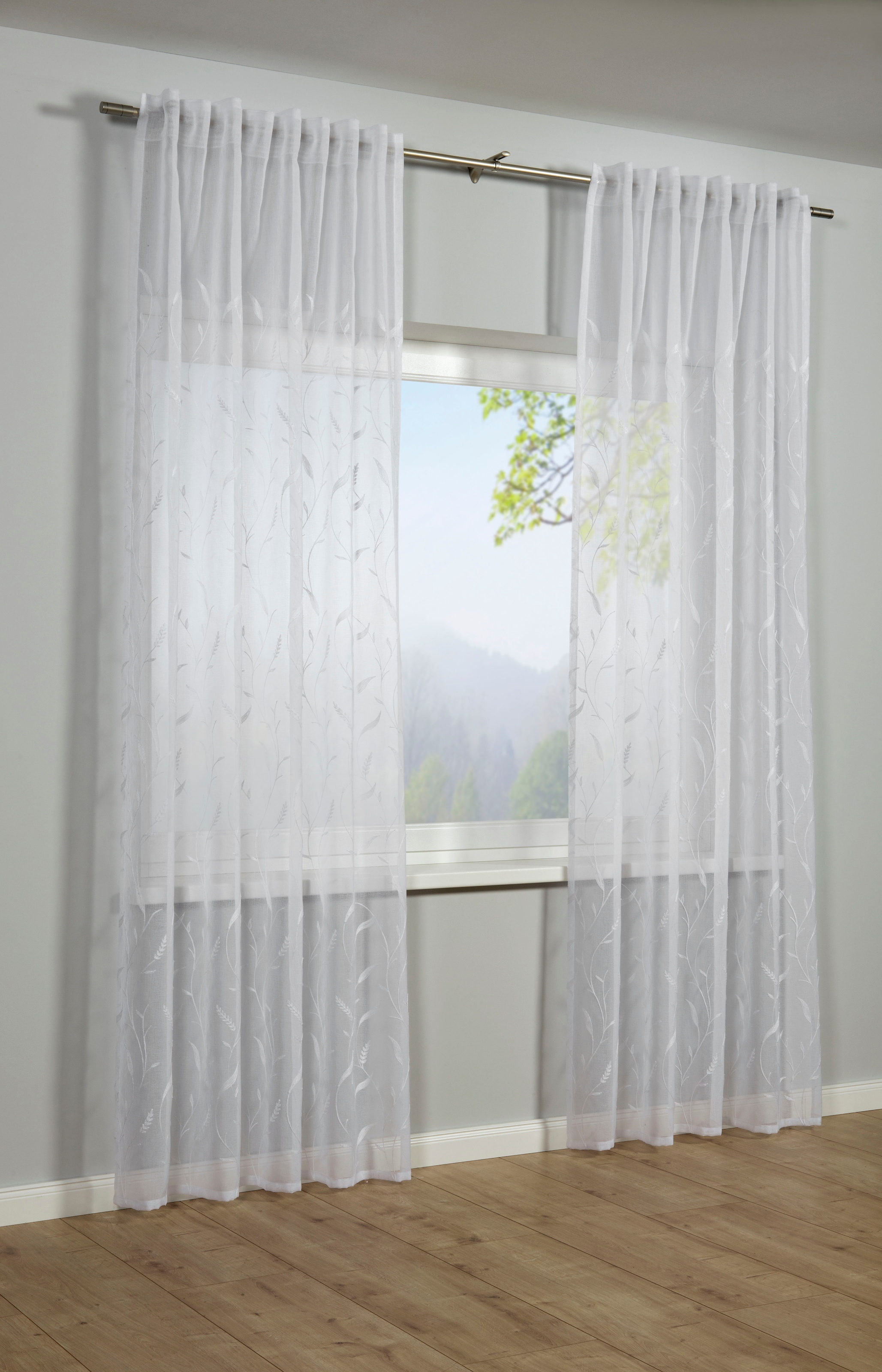 Sehlbach Gardine »Schal Dolly-Voile Ranke« Schlaufen 1 Stk. tlg. mit Gardinenband und verdeckten Schlaufen