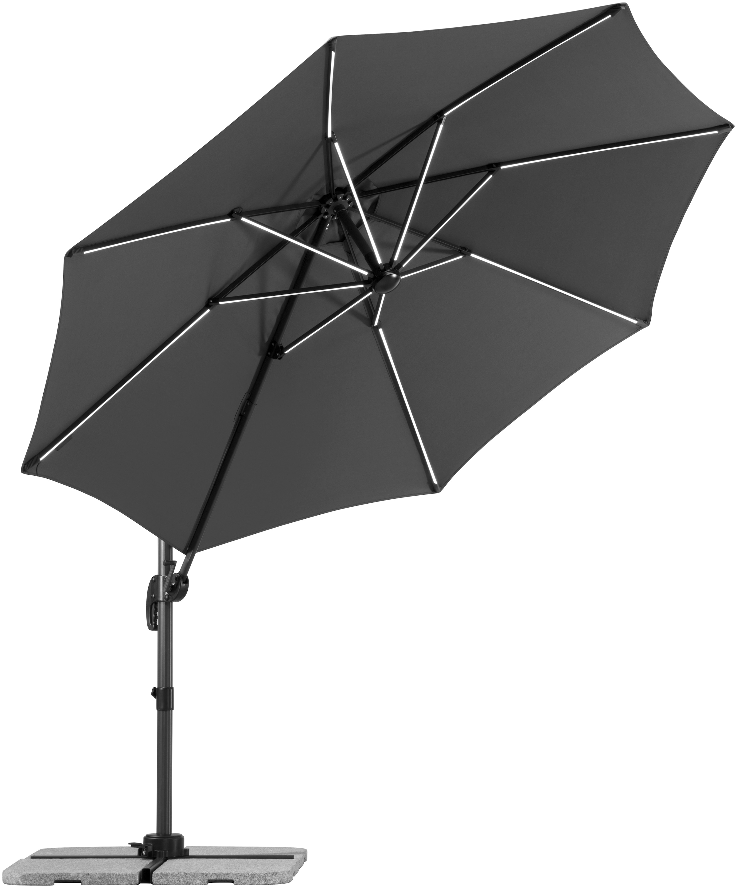 Schneider Schirme Ampelschirm »Rhodos Blacklight«, mit Schutzhülle und Schirmständer, ohne Wegeplatten