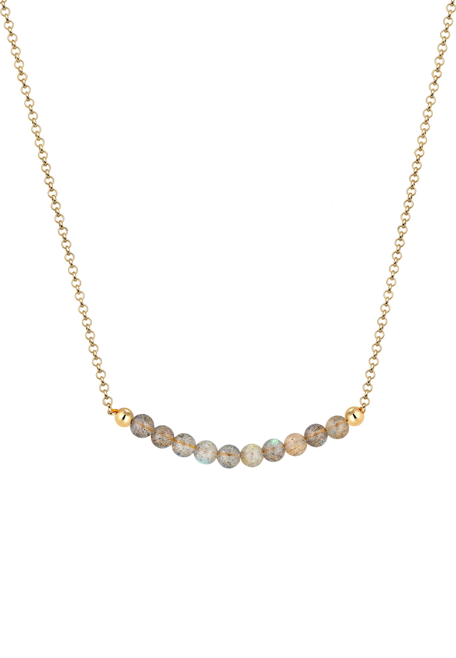 Elli Silberkette »Halskette Labradorit Grau 925 Sterling Silber vergoldet«