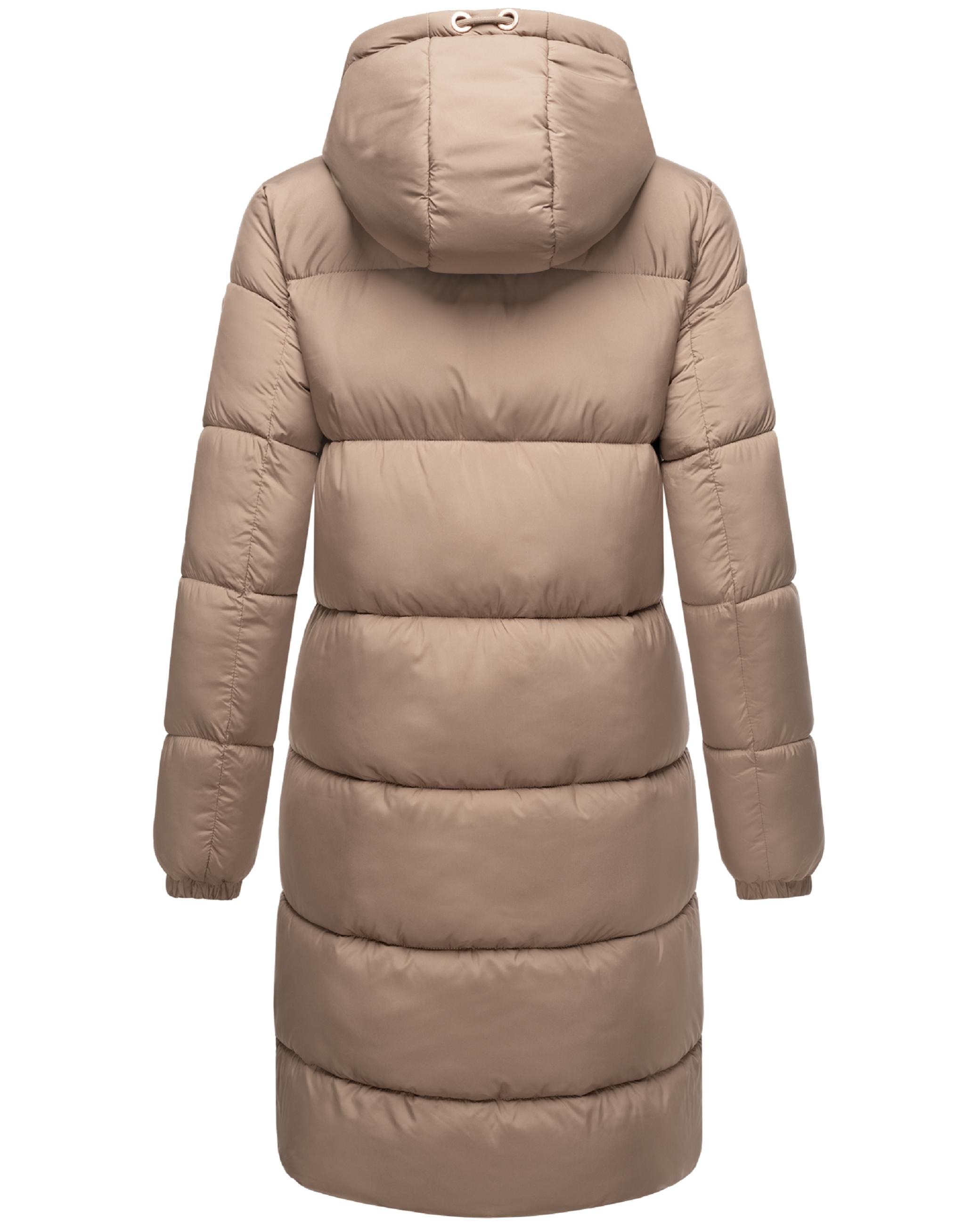 Marikoo Steppmantel »Steppmantel Nomadiaa 16«, Damen Wintermantel mit roséfarbenen Applikationen