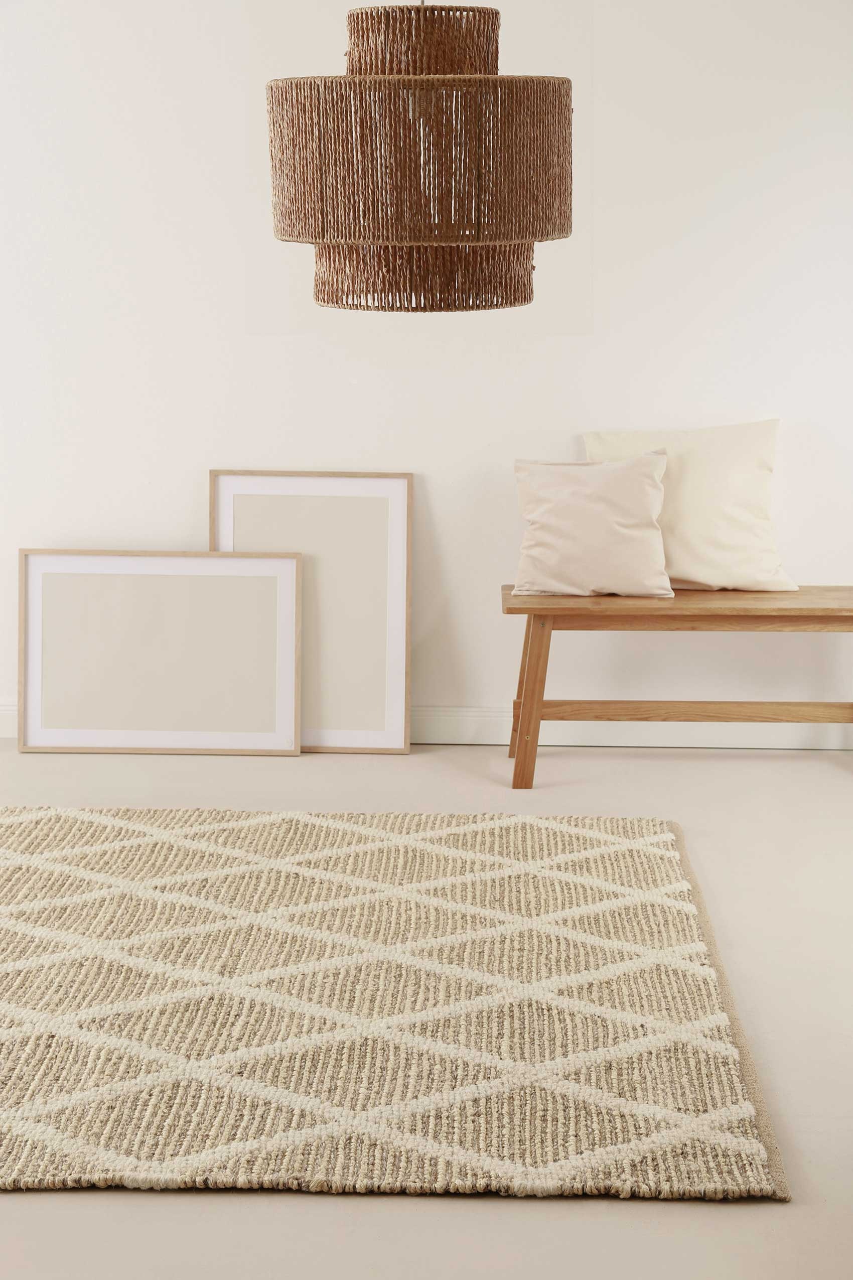 Green Looop Teppich »Novella« rechteckig 18 mm Höhe Hochflorteppich, handgewebt, natur, modern, geometrisch