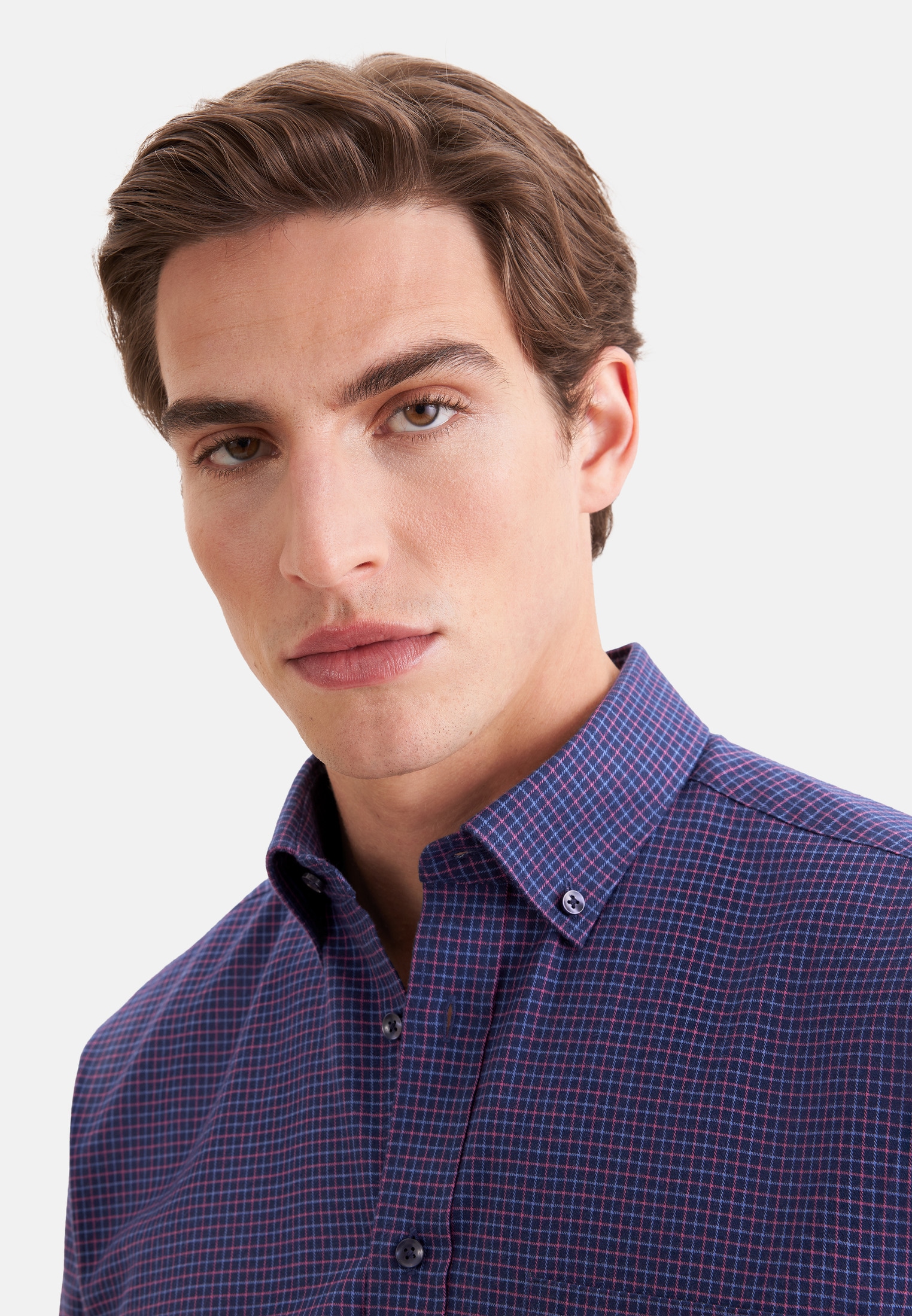 seidensticker Flanellhemd »Schwarze Rose« Comfort 1/1 Button-Down-Kragen Karo