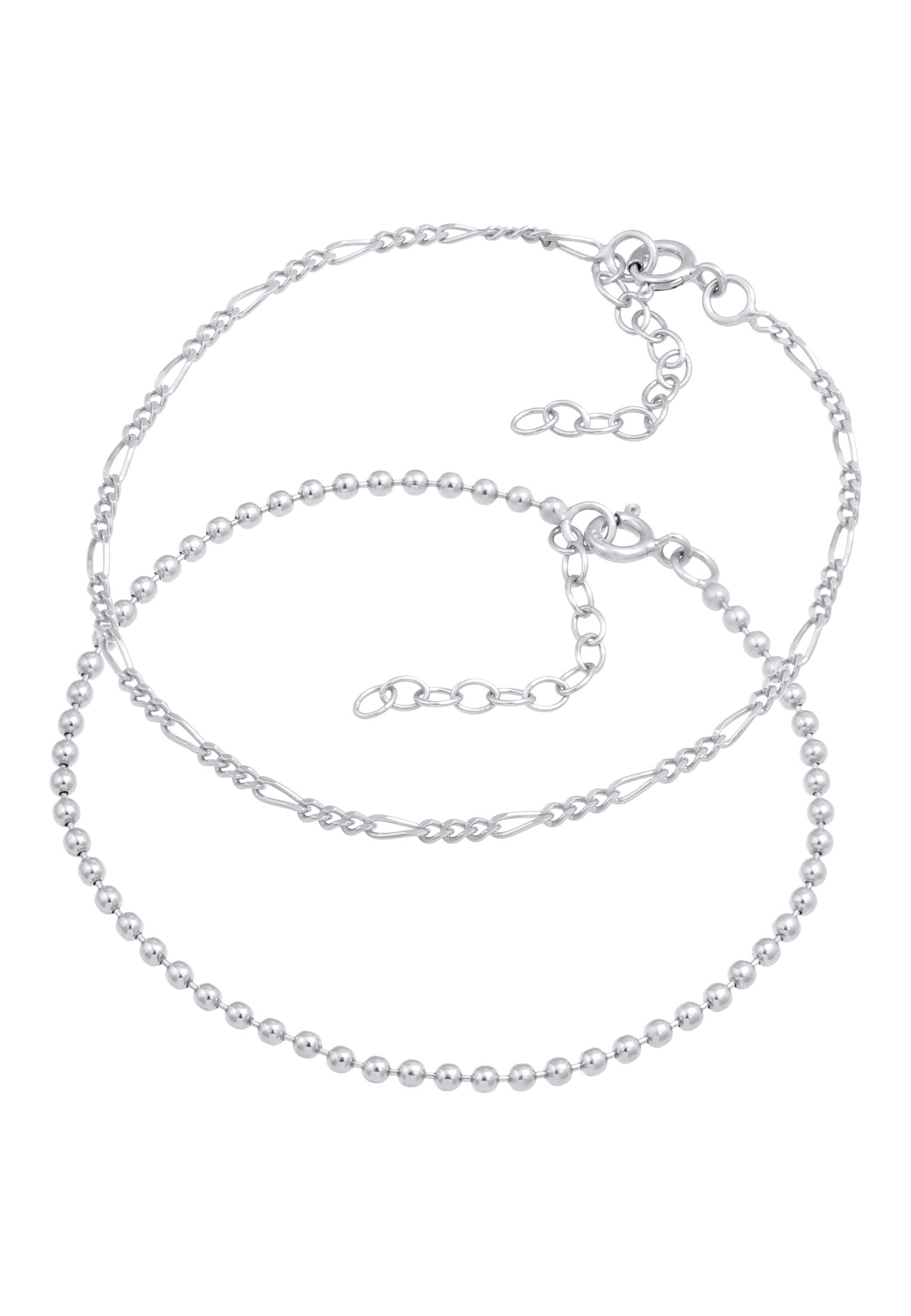 Elli Armkette »Armband Armkettchen-Set Figaro Kugel Basic 925 Silber«
