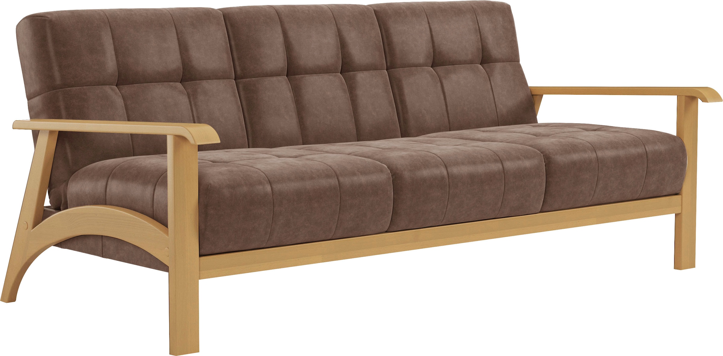 sit&more 3-Sitzer »Billund«, Armlehnen aus eichefarbigem Buchenholz, verschiedene Bezüge und Farben